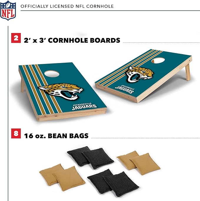NFL 2' x 3' Solid Wood Cornhole Set with Direct Print HD Team Graphics – Great Gift for Any Football Fan! Bean Bag Toss Family Outdoor Games