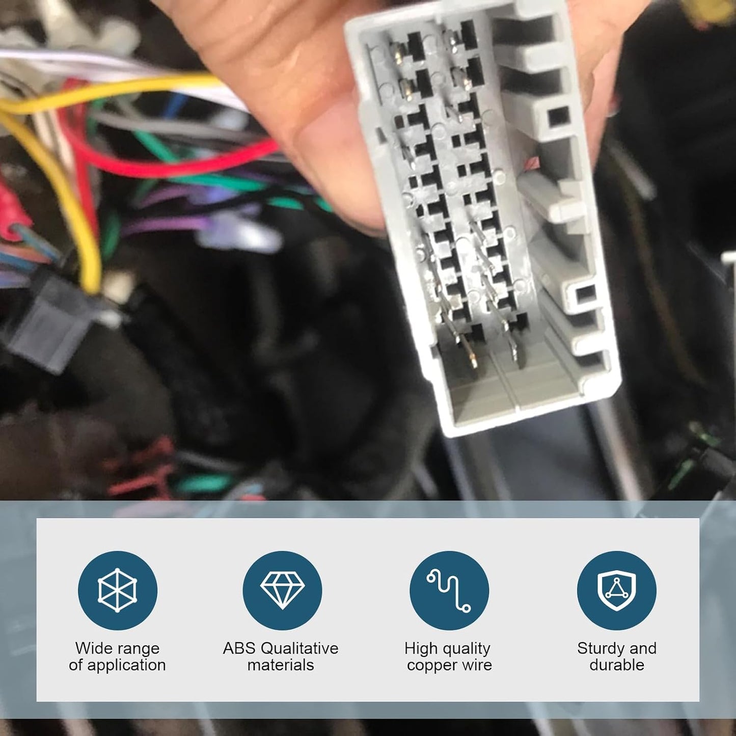 DACIRTY 3 PCS Radio Wire Harness, Standard Stereo DVD Modified Power Speaker Tail Line Connector, Waterproof Plug