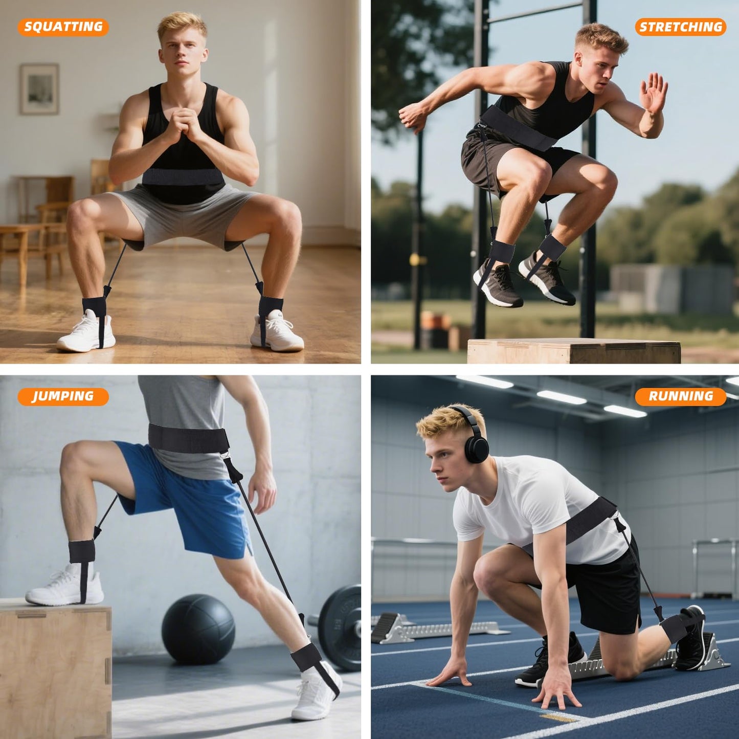 Selacca Vertical Jump Trainer, Jump Trainer Leg Strength Resistance Bands, Jumping Trainer for Basketball Triple Jump Football Volleyball Training Provide