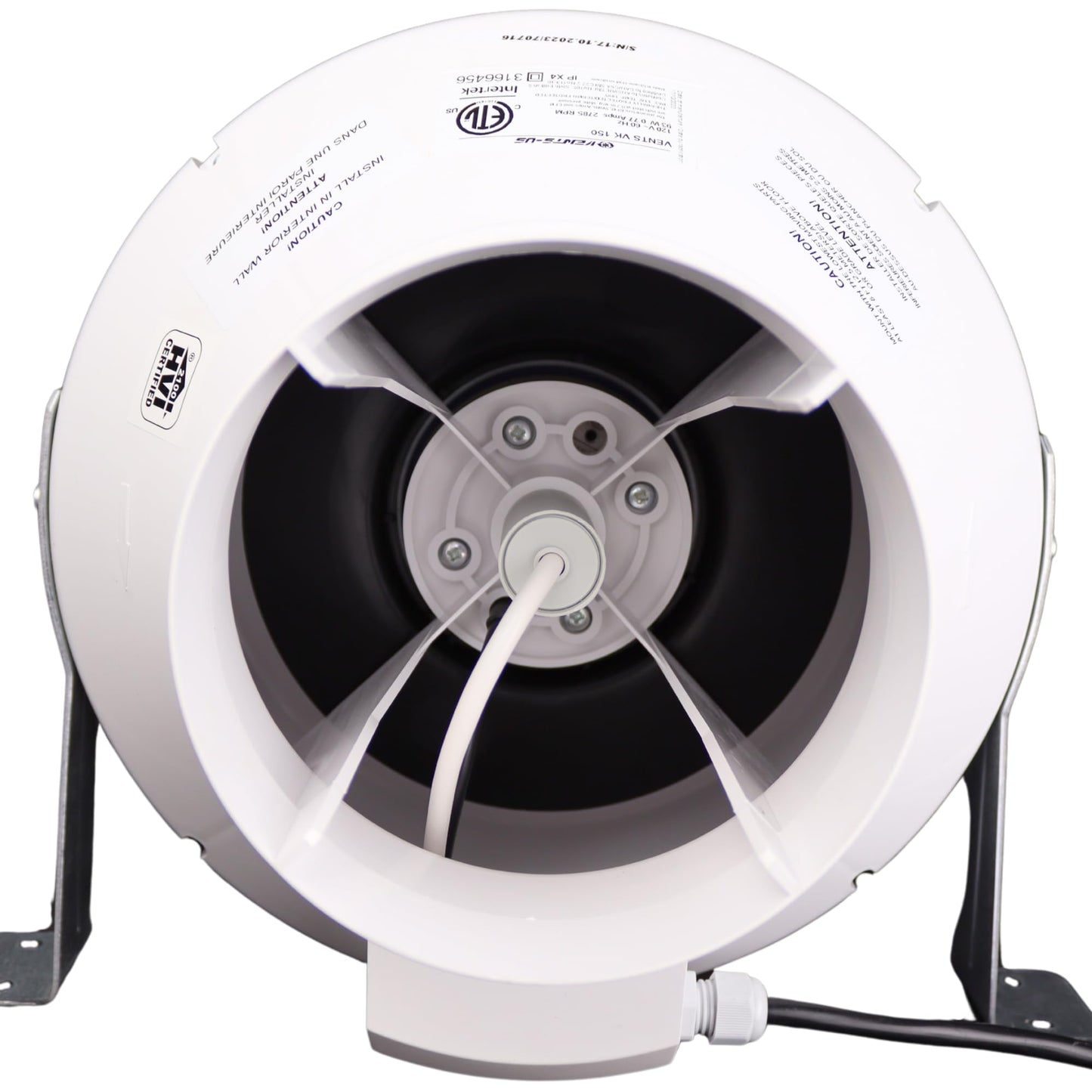 VENTS-US VK 150-6 Inch Centrifugal Inline Duct Fan in Plastic Casing with Up to 317 CFM, Great for High Static Duct Pressure Applications