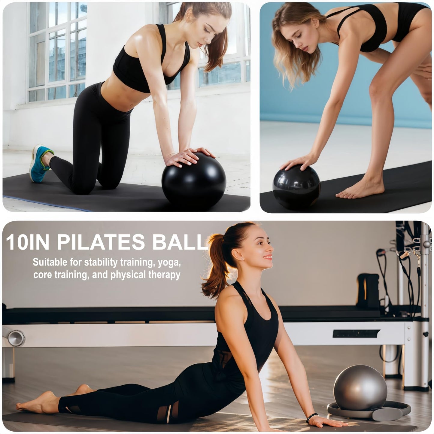 Nuplot Pilates Equipment, Pilates Kit for Home Workouts, Pilates Essentials Kit for Women, Home Pilates Kit with Pilates Ring and Ball Set, Booty Bands, Figure 8 Resistance Band, Yoga Band (Black)