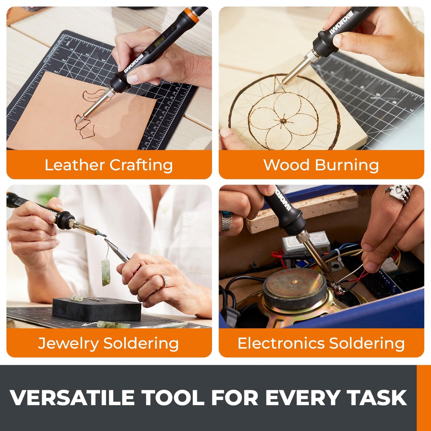 MAKERX Crafting Tool Combo Kit - Rotary Tool, Airbrush Gun, Wood and Metal Crafter for Sanding, Carving, Painting, 20V Power Share Battery & 57-Piece Accessories Included