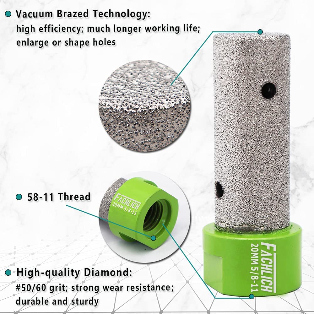 Tile Hole Saw Kit Diamond - (6/6/8/20/25/35/50/75/100/125mm Drill Bits+Finger Bit+Chamfer Bit+Adapter+Tile Blade) Diamond Hole Saw Kit for Porcelain Ceramic,5/8"-11 Thread