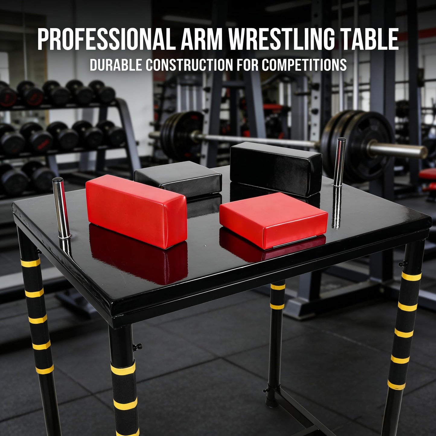 WINTECY Professional Arm Wrestling Table - Adjustable Battle Station with Handles Elbow Pads and Winning Pads, Standard Arm Wrestling Battle Table for Gym, Home or Club Use (Black & Red)