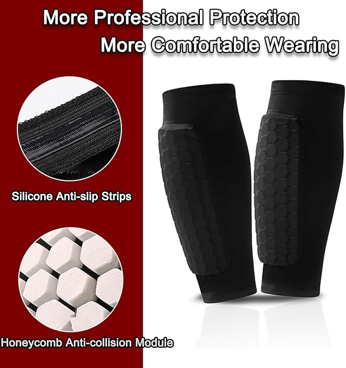 Shin Defender Shin Guards Kids, Soccer Shin Guards Shin Pads for Kids Youth Adult, Lightweight Calf Protective Gear with Honeycomb Pads, Lightweight Calf Protective Soccer Gear, 6-8,8-10,10-12