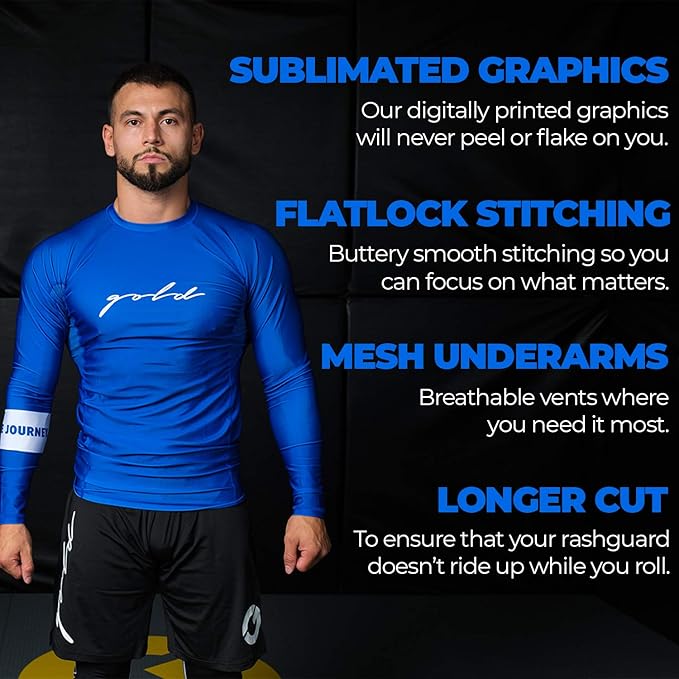 Gold BJJ Foundation Rash Guard - Ranked No-Gi and Gi Jiu Jitsu Rashguard