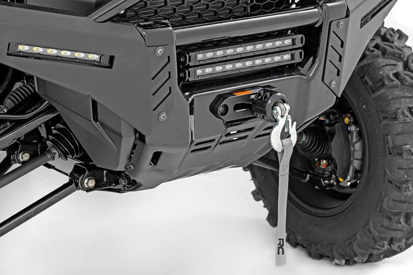 Rough Country Winch Mount with RS6500S Winch for Honda Pioneer 1000/1000-5 - Bolt-on Mounting Plate with 6500 LB Synthetic Rope Winch