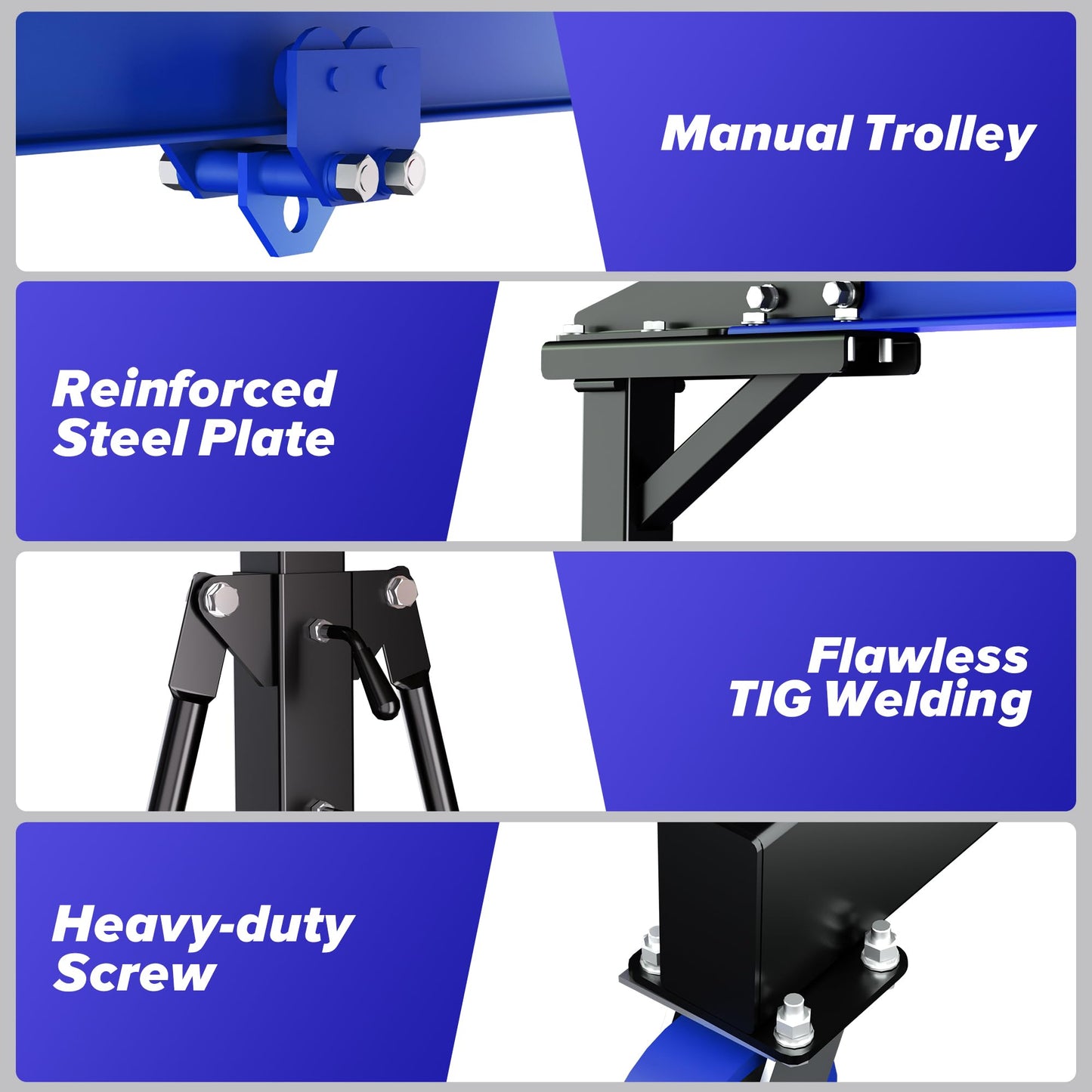 RDXTIK 3 Ton 6600LB Gantry Crane, 3 Ton Manual Trolley, 9.06FT Max Width, Portable Shop Crane with 8.53-12.47 FT Adjustable Height, Dark Blue