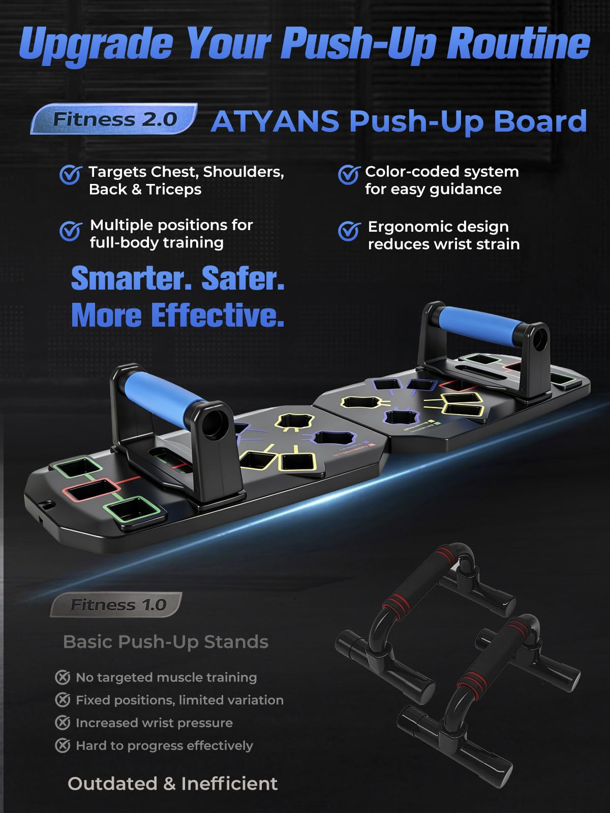 Push Up Board With Square Slots, Puzzle-Style Snap Design Workout Equipment With Handles for Home Gym Fitness Training for Men and Women