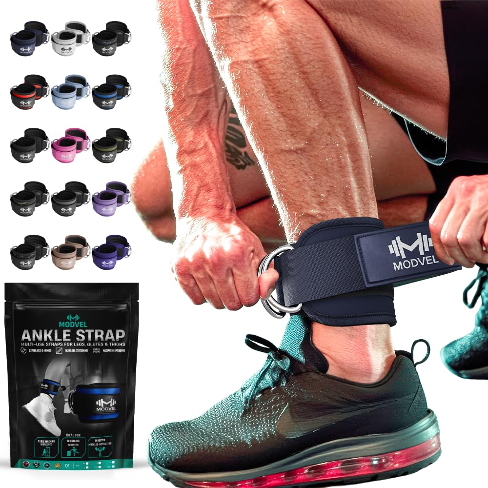 Modvel Ankle Strap (Single) for Cable Machine – Adjustable & Comfortable Gym Accessory for Strength Training, Weightlifting, and Injury Recovery – Durable Padded Support for Men & Women (Black)
