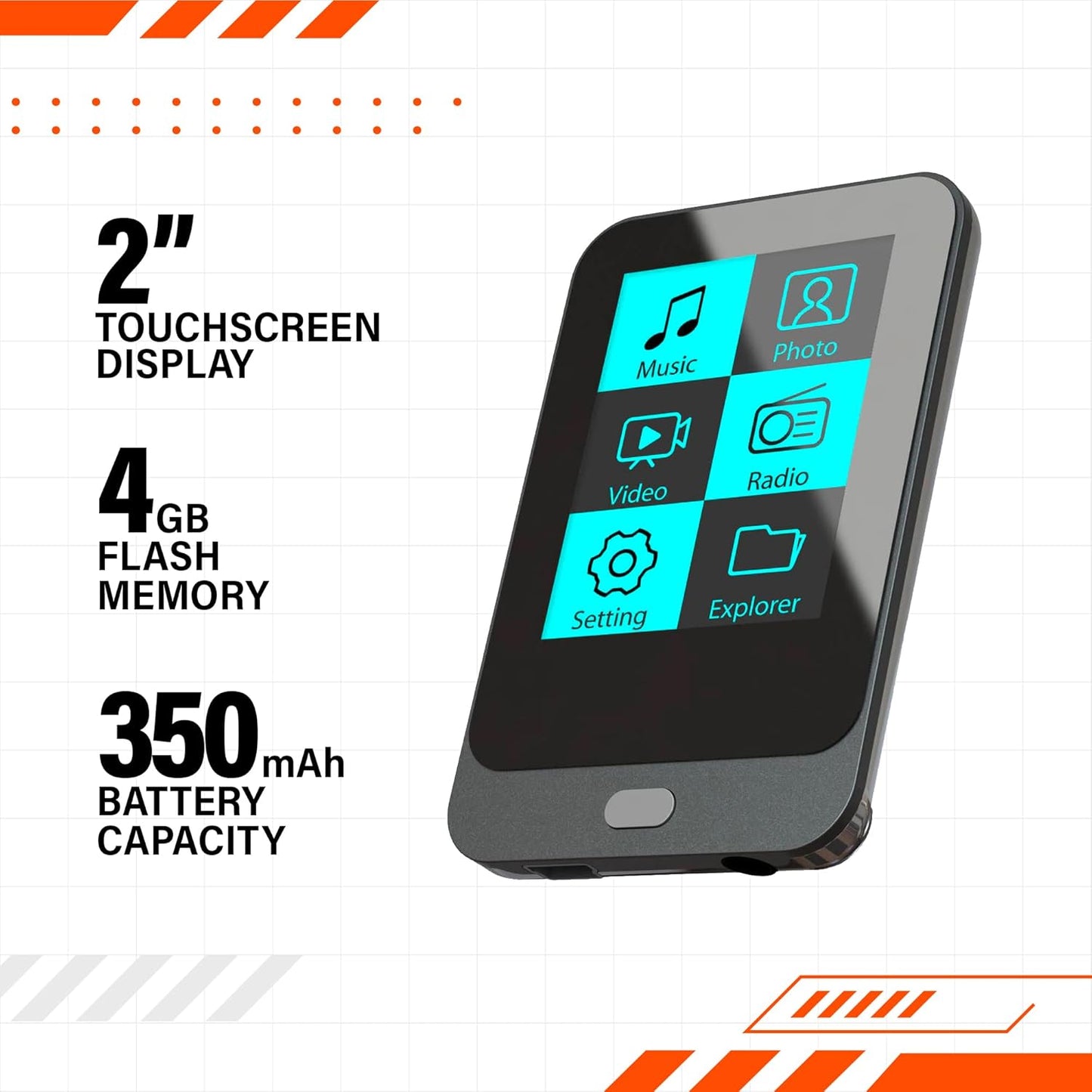 Coby 2-Inch 4GB MP3 2.0 Video Player with FM Radio (Black)|TFT LCD Touchscreen|USB Rechargeable Lithium Battery|Plays