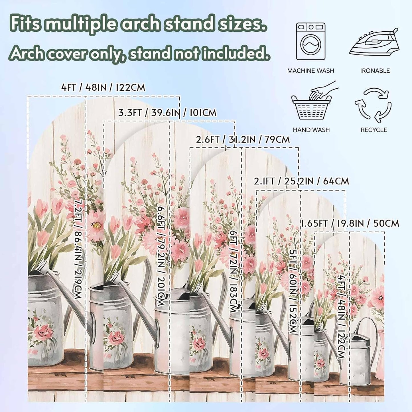 Jnbasdffb 7.2 Pink Spring Floral Wedding Arch Cover, Stretchy Spandex Arch Backdrop Stand Covers FT, Modern Oil Painted