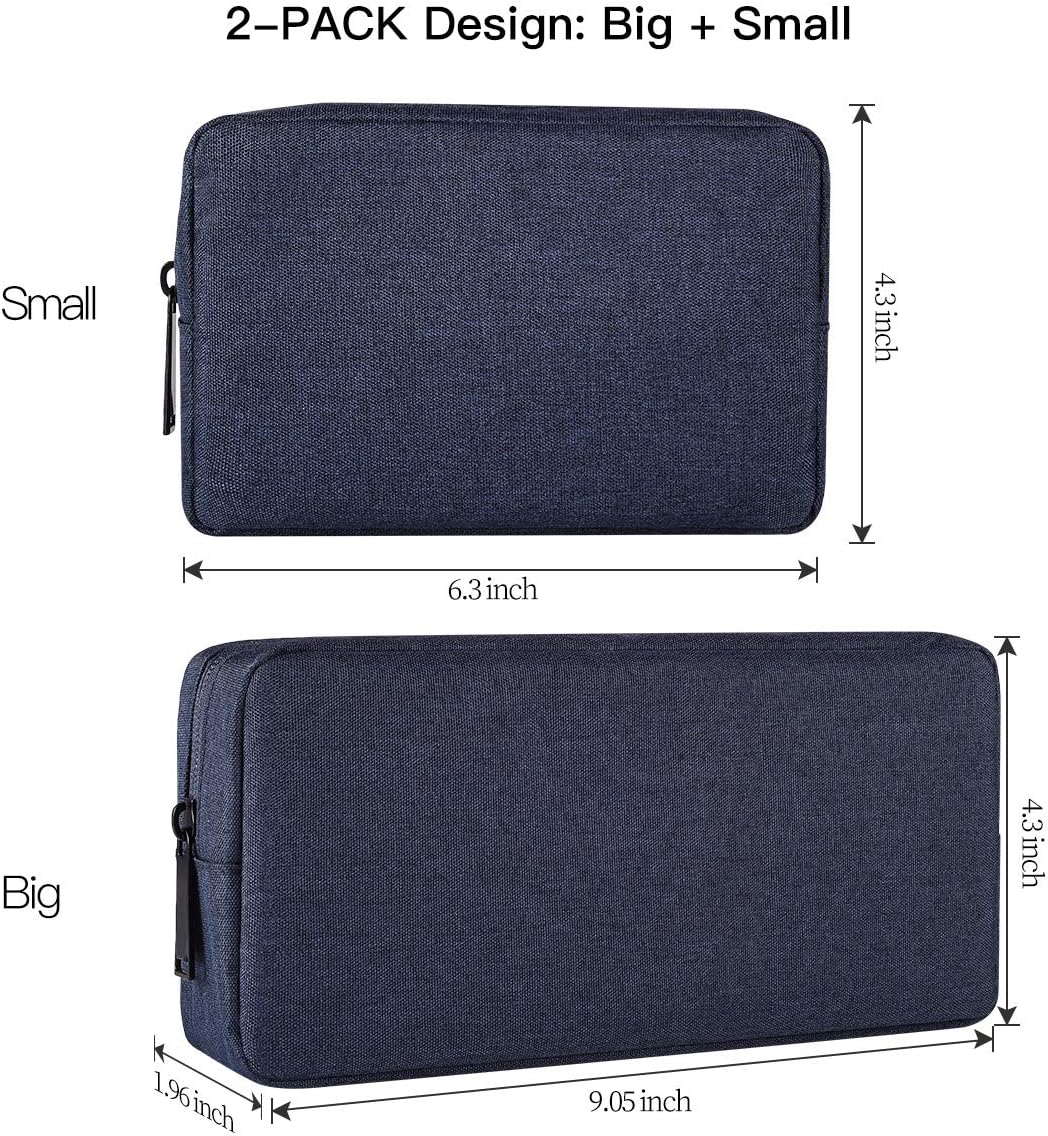 2-Pack Portable Storage Pouch Bag, Universal Electronics Accessories Case Cable Organizer Compatible with Hard Drive