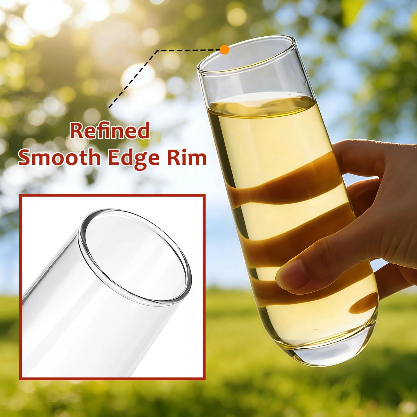 Ufrount Stemless Champagne Flutes Set of 16, 9.5 oz Champagne Glasses, Multi-purpose Mimosa Glasses for Prosecco, Cocktail, Water, Weddings, Bar and Parties