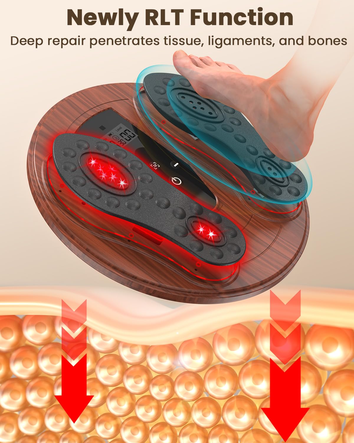 Rechargeable Foot Massager for Neuropathy with 660-850 Red Light Therapy – EMS &TENS Foot Stimulator for Neuropathy, Electrical Nerve Stimulator, Relieve and improve pain and plantar fasciitis