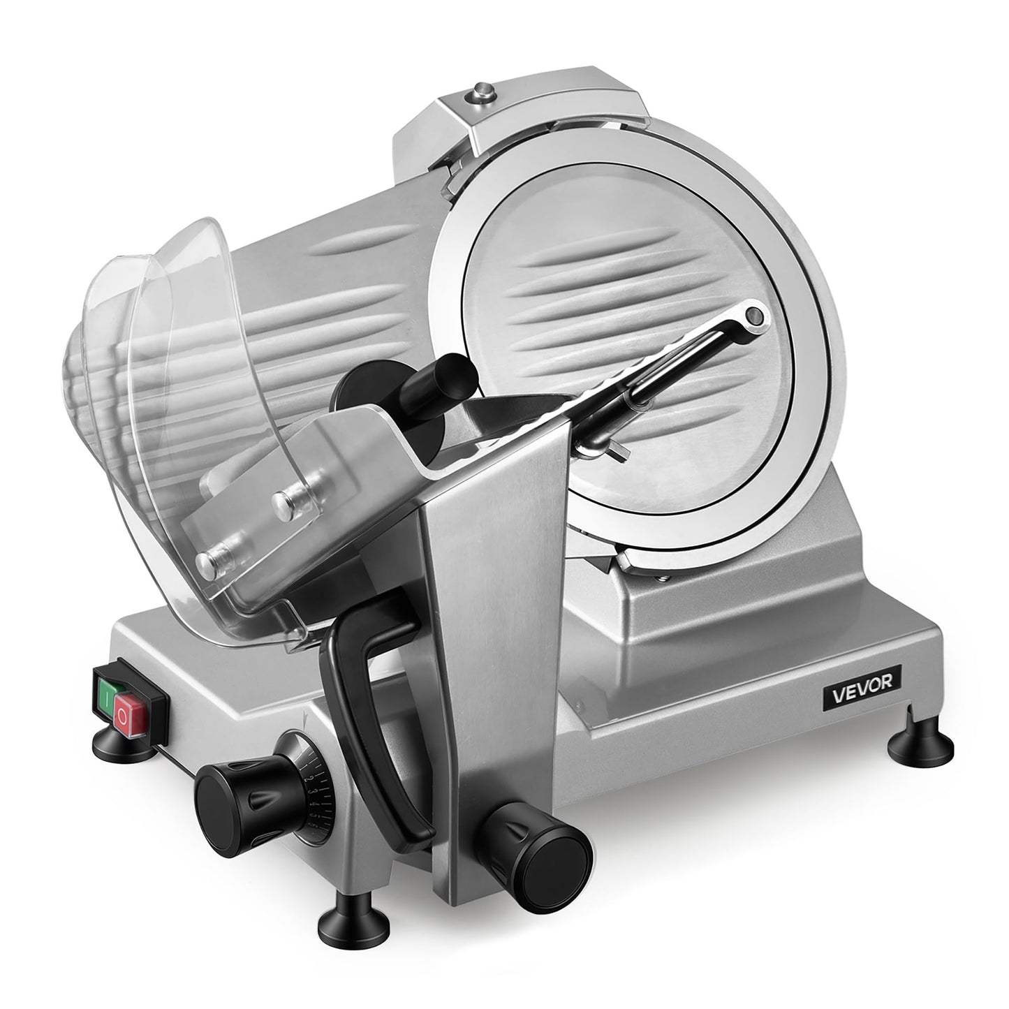 VEVOR Commercial Meat Slicer, 10 inch Electric Food Slicer, 240W Frozen Meat Deli Slicer, Premium Chromium-plated Steel Blade Semi-Auto Meat Slicer For Commercial and Home use