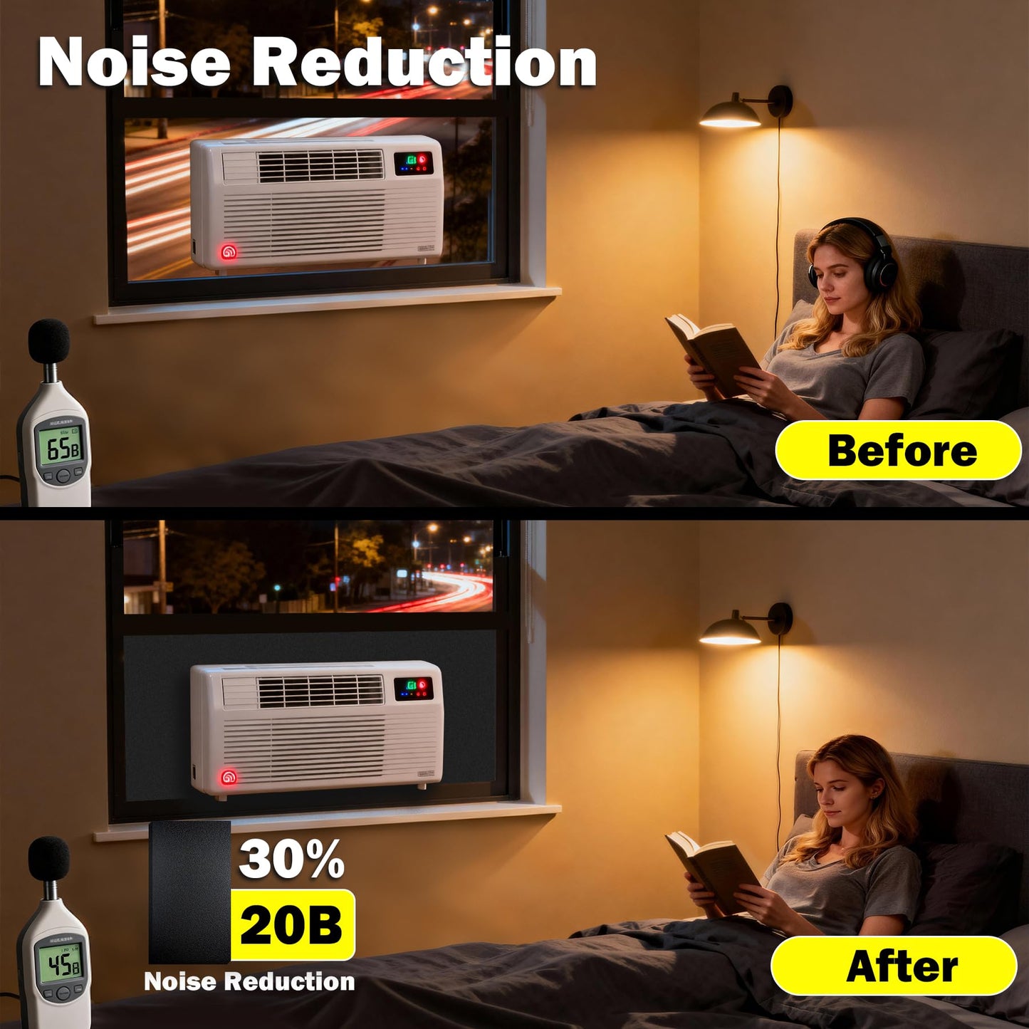 Window Air Conditioner Insulated Foam Side Panels,Weatherproof Window Ac Foam Insulation Kit Block Hot/Cold Air, Reduce Noise & Energy Costs, Universal Fit Most 5000-15000 BTU Air Conditioners Unit