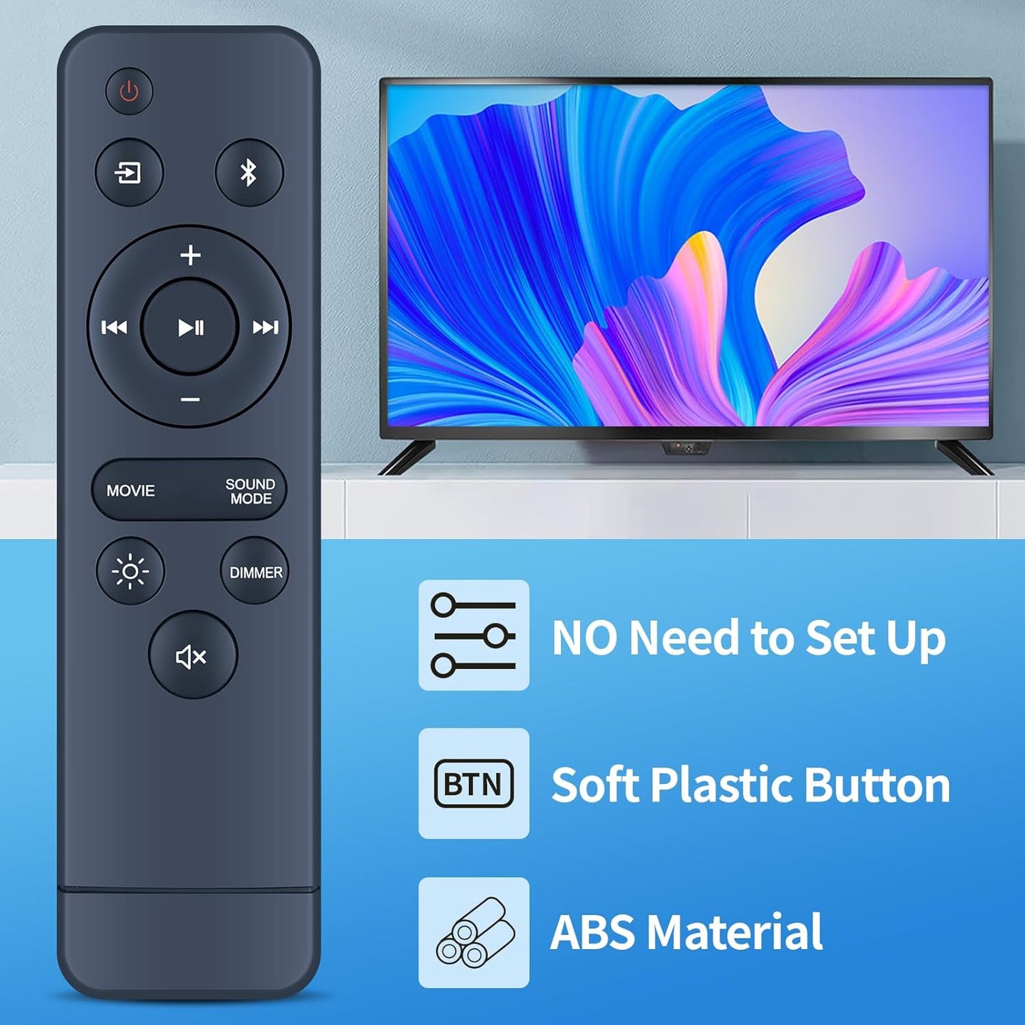 RYQIF 20 Inch 100075108 Replacement Remote Control Intended for Onn Soundbar Sound Bar Speaker
