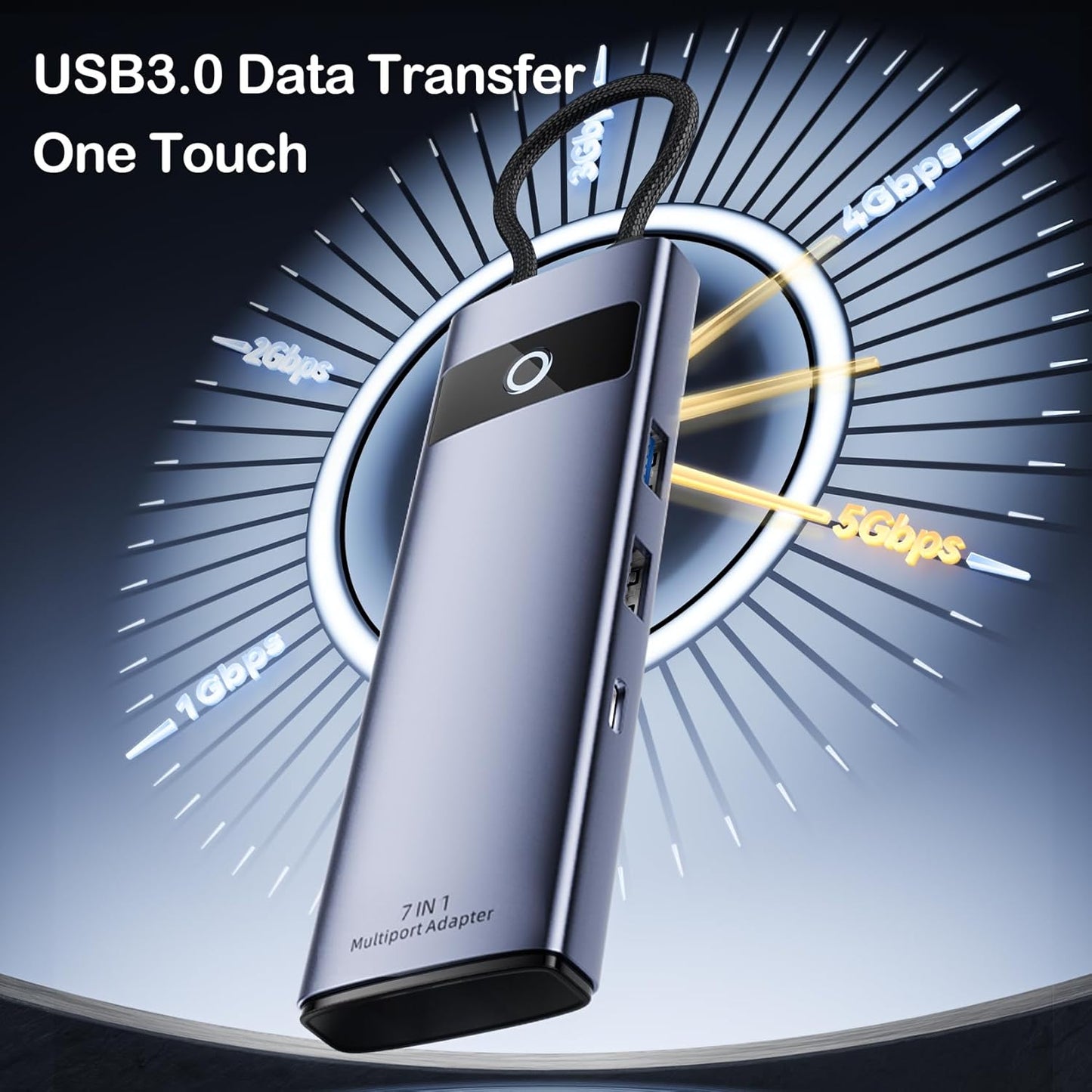 DiamondTiger 7 1 4K@30Hz 10Gbps 100W in Docking Station,USB C Hub HDMI Display, USB-A/C Data Ports, PD,TF/MicroSD Card