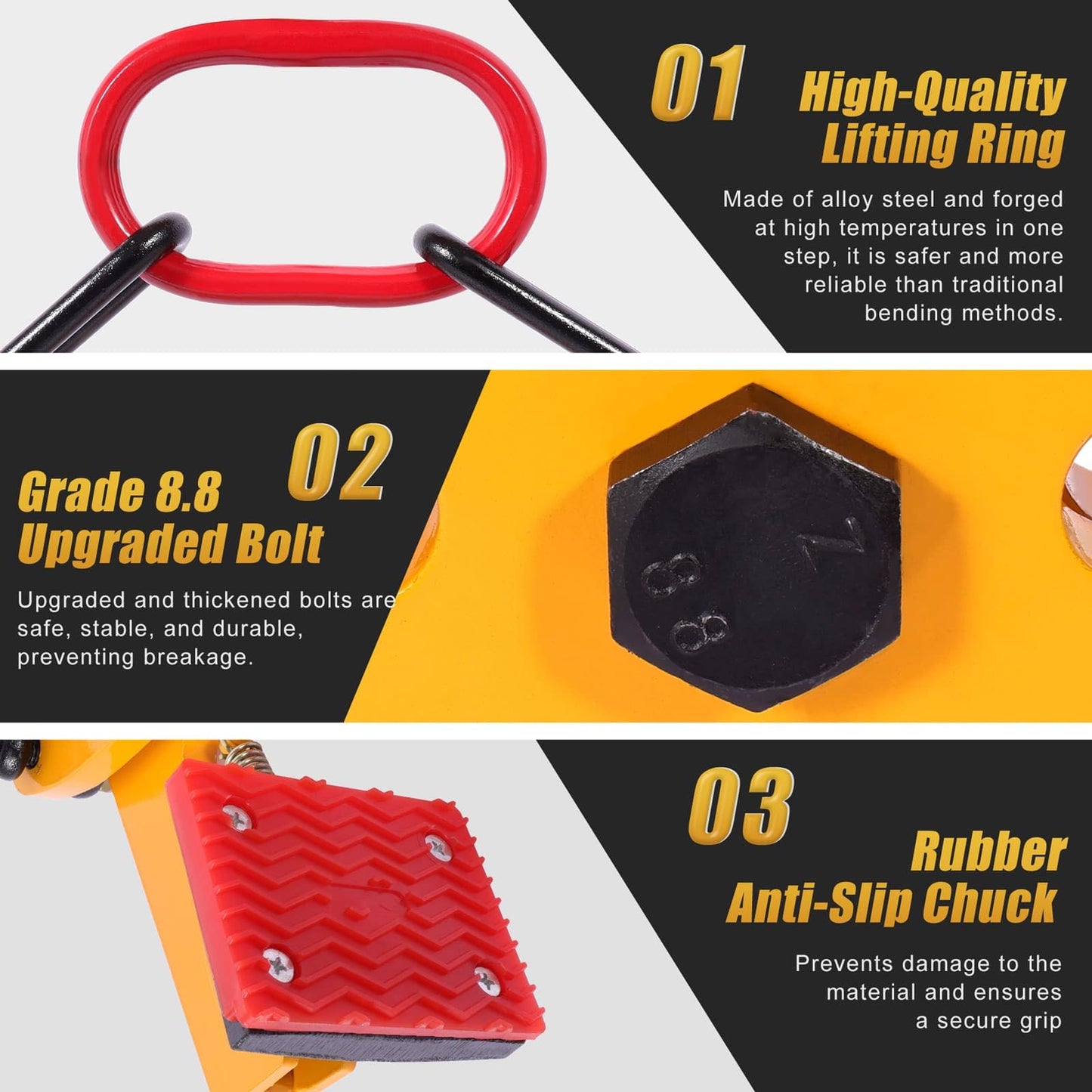 GRYVOZE 716 lbs 2 in 1 Granite Slab Lifting Clamp, 2.4"-9.5" X Shaped Heavy Duty Stone Lifter Equipment with Handle, Marble Carrying Clamps Tongs, also Suitable for Concrete and Curbstones