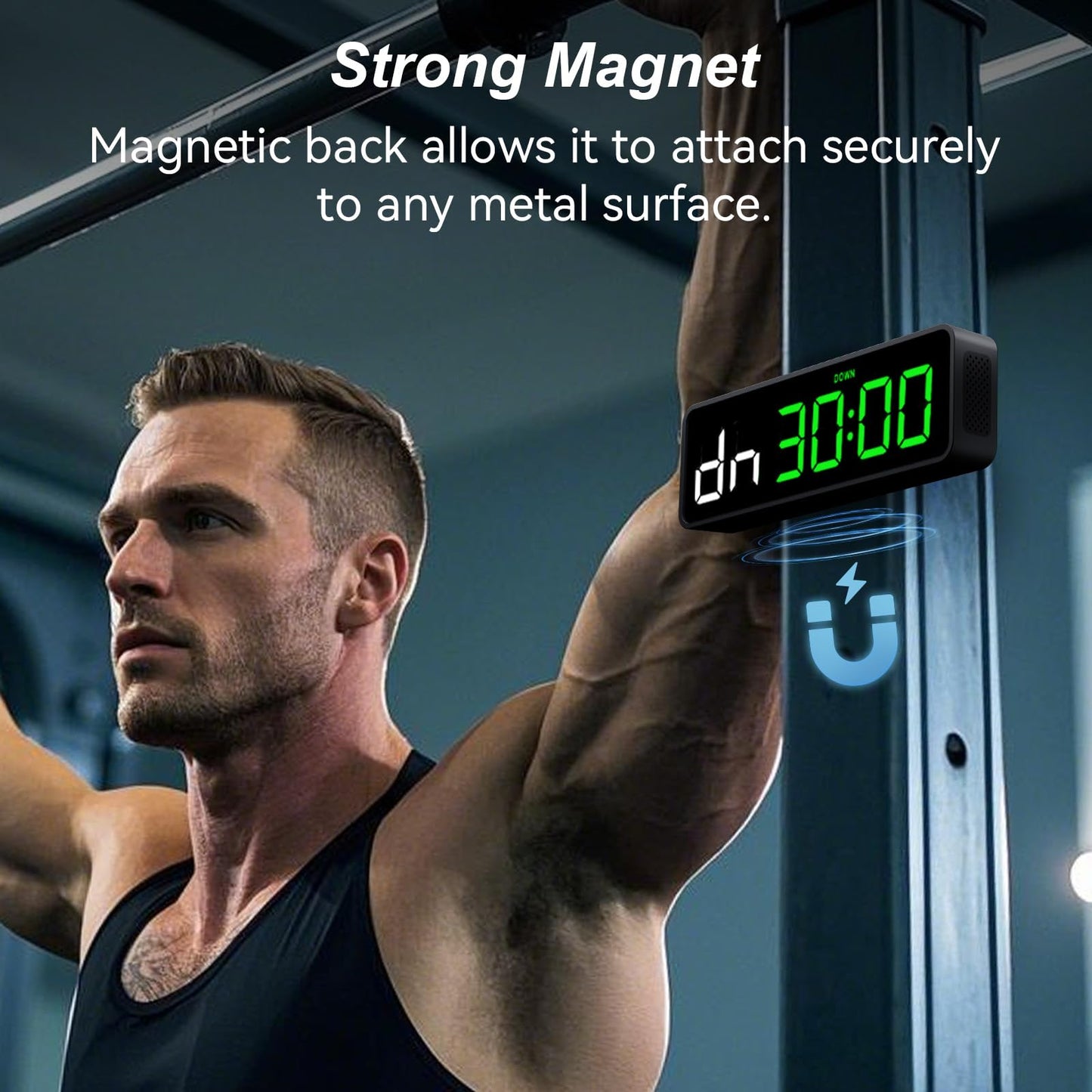 Acedeck Portable Gym Timer Clock: Fitness Digital Clock with Strong Magnet - Remote Control for Fitness Enthusiasts - Powerful Battery for Home Gym Garage Boxing Green