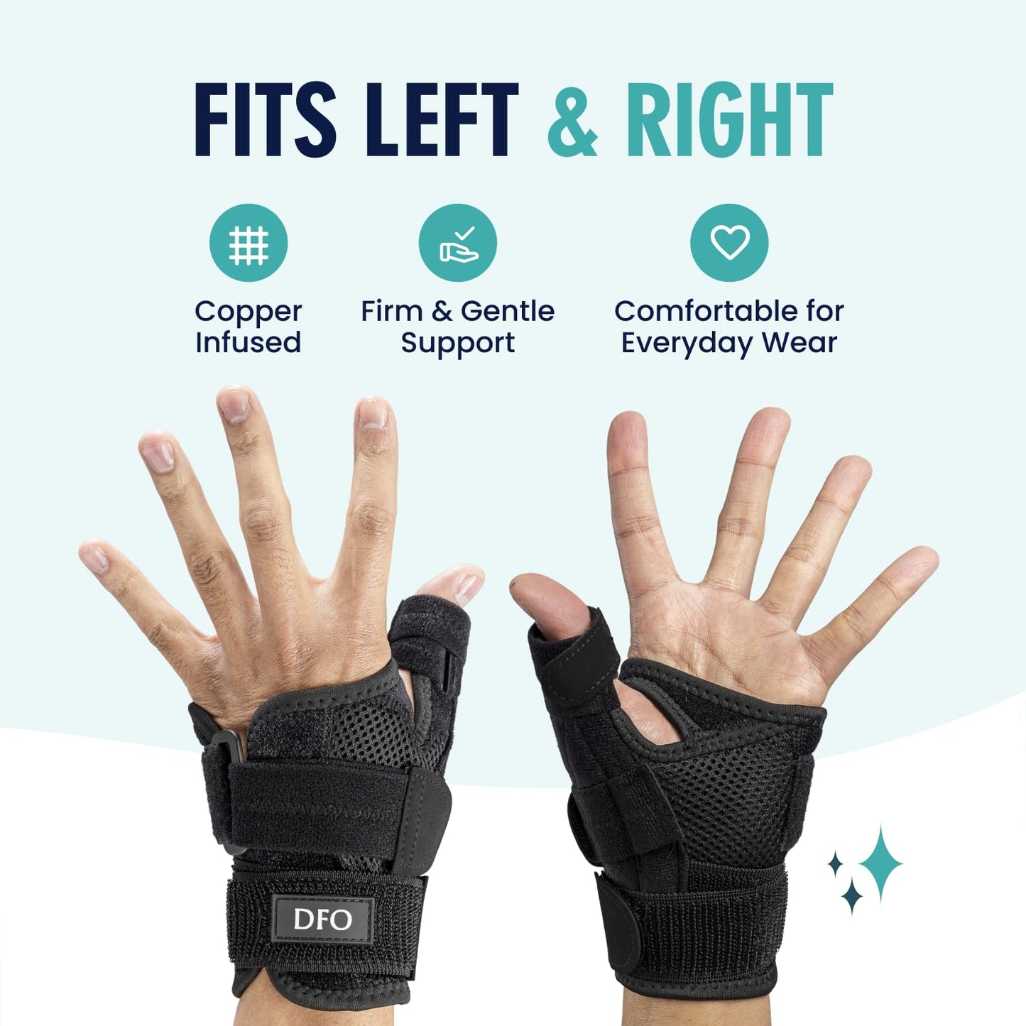 Dr. Frederick's Original Doctor-Developed Copper Thumb Brace – Wrist & Thumb Support for Arthritis, Tendonitis & De Quervain’s – Reversible Spica Splint for Pain Relief - 1 Brace - Adjust-to-Fit