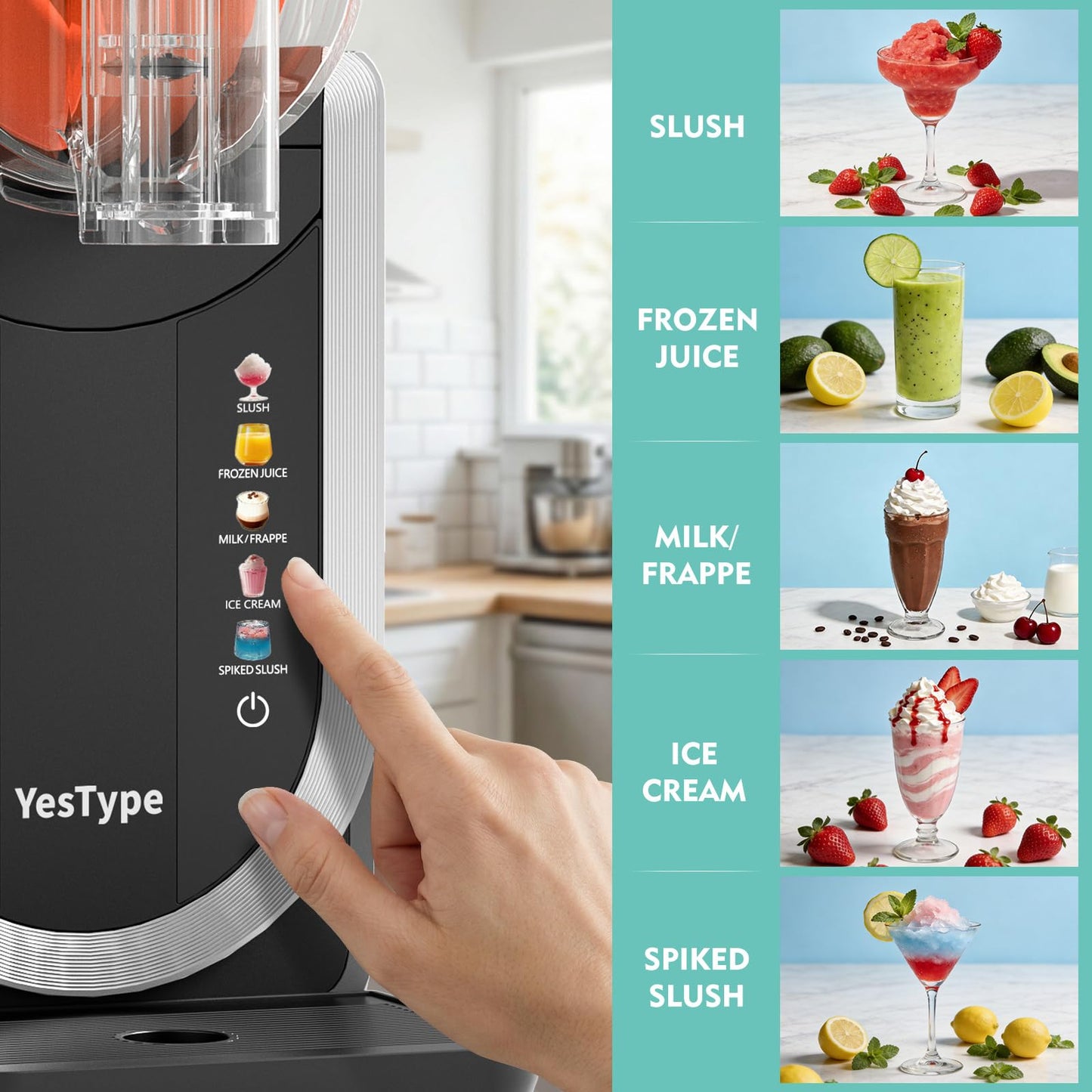 Slushie Machine No Ice Needed, Margarita Machine & Slushy Machine for Home, 5 Preset, Rapid Freezing, Self-Cleaning, 66oz Slushie Maker for Frappes, Spiked Slush, Ice Cream and More, Grey