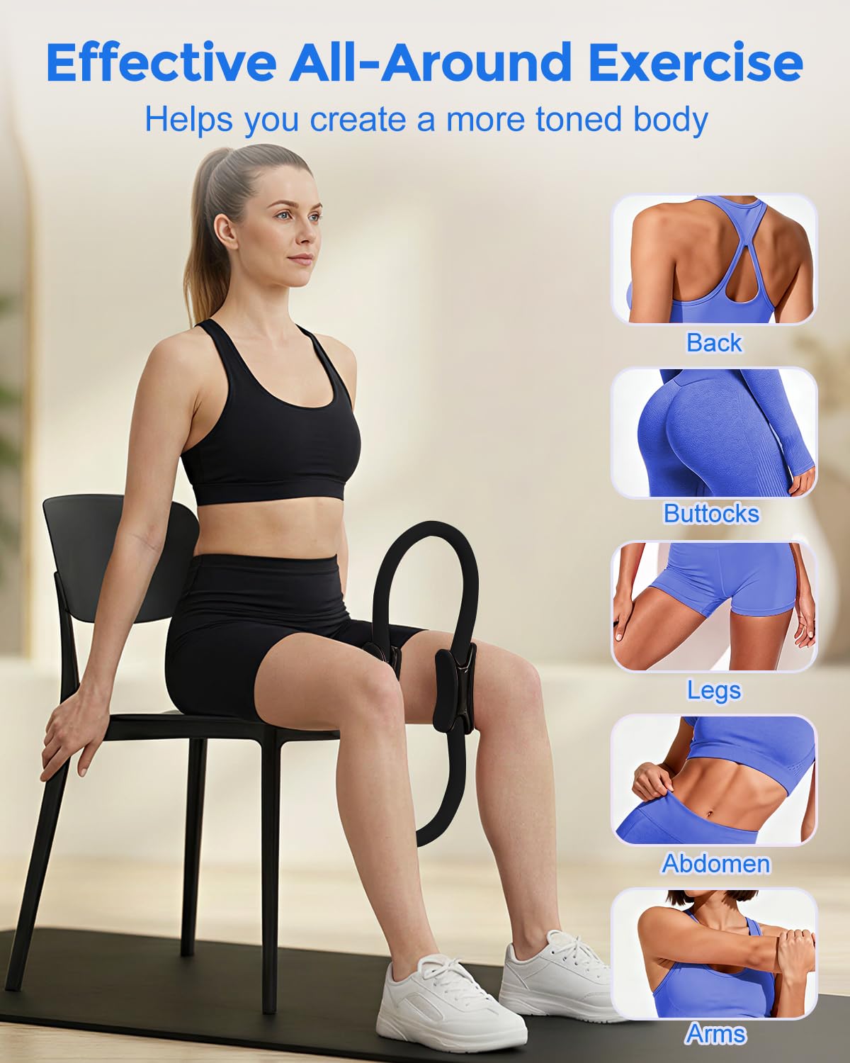 Home Pilates Kit for Petite Women, Pilates Ring and Ball Set 12'' Magic Circle, Mini Ball, 5 Resistance Bands, Workout Guide for Essentials Starter Kit for Beginners, Strength, Toning, Improve Posture