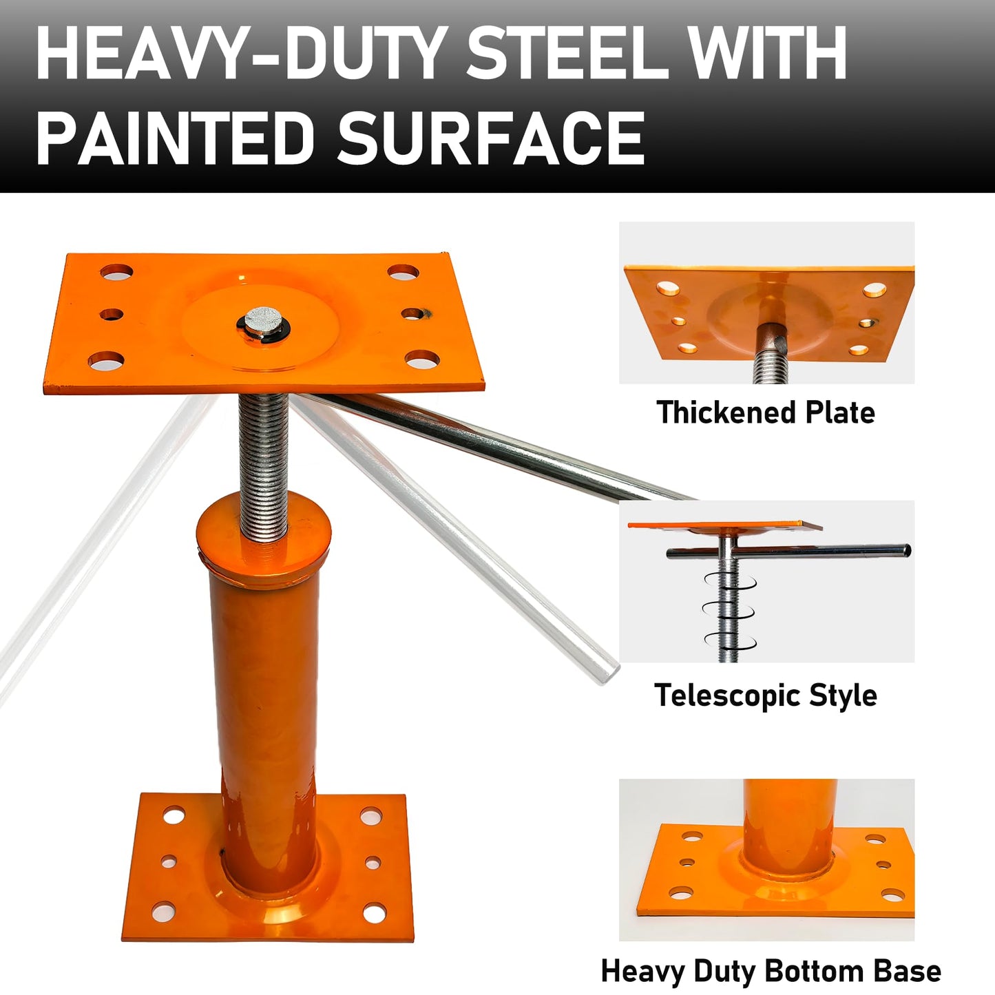 House Jacks for Leveling, 11"-17" Adjustable House Jack Post Basement Floor Jack, Floor Joist Jack Steel Telescoping Jacks, Heavy Duty House Foundation Jacks for Leveling Crawlspace Permanent