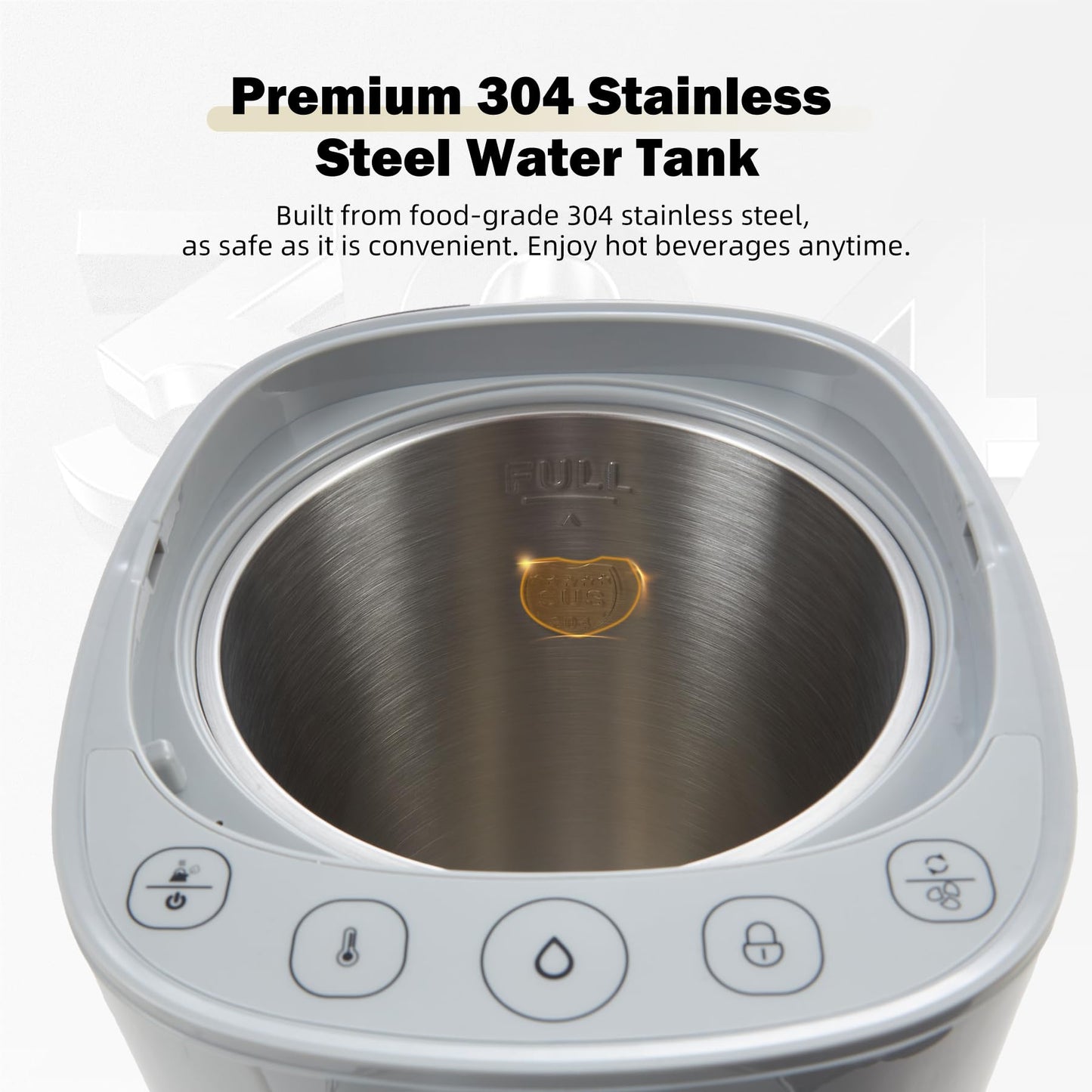 OCTAVO Water Boiler & Warmer 5 Liter, 304 Stainless Steel Water Tank, 700 Watt 6 Adjustable Water Temperature, LCD Touch Control Screen, Child Lock with Water Shortage Indicator