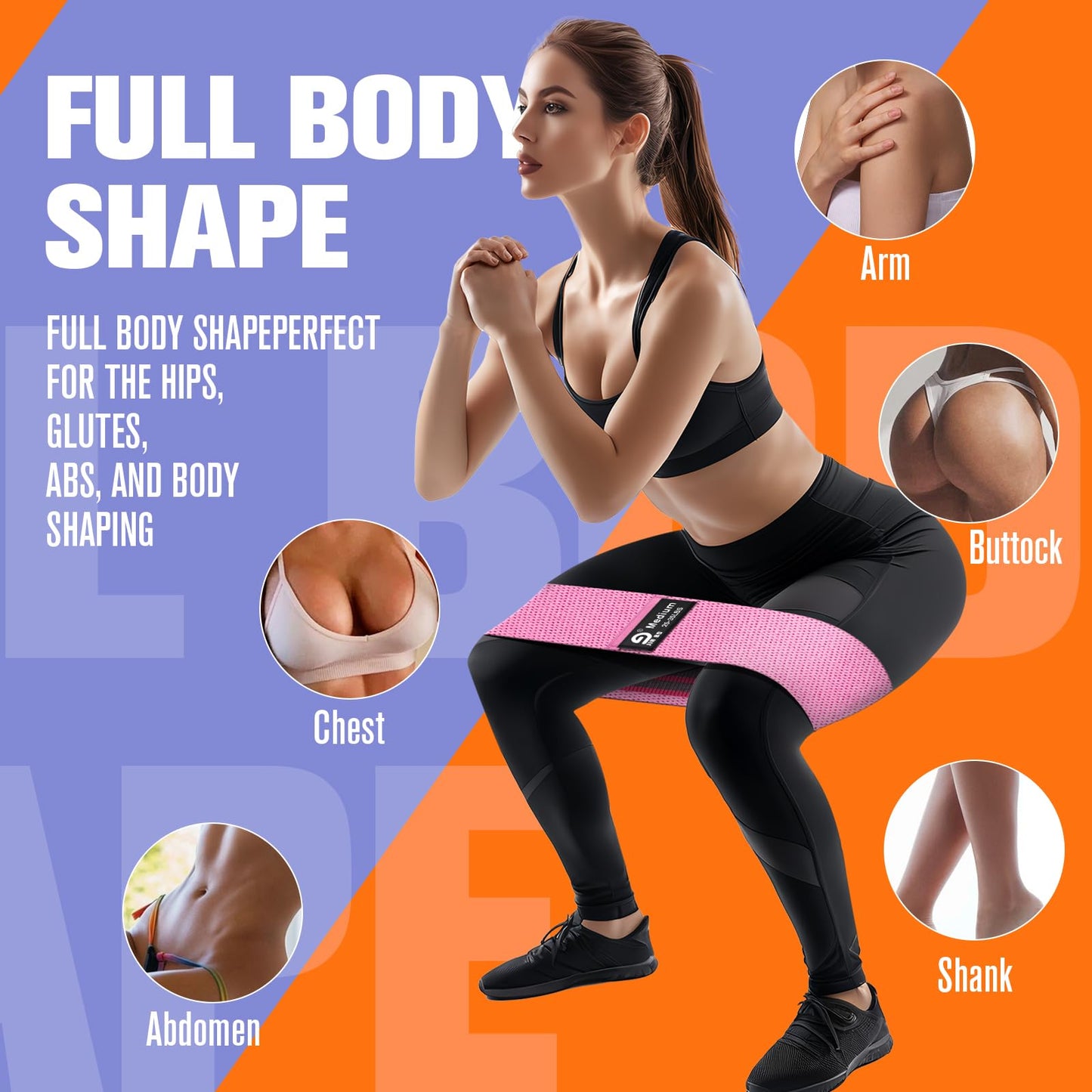 Booty & Resistance Bands – 3 Level Non-Slip Fabric Exercise Bands for Legs & Glutes, Women & Men, Squats, Hip Thigh Training, Yoga, Pilates, Home Workout