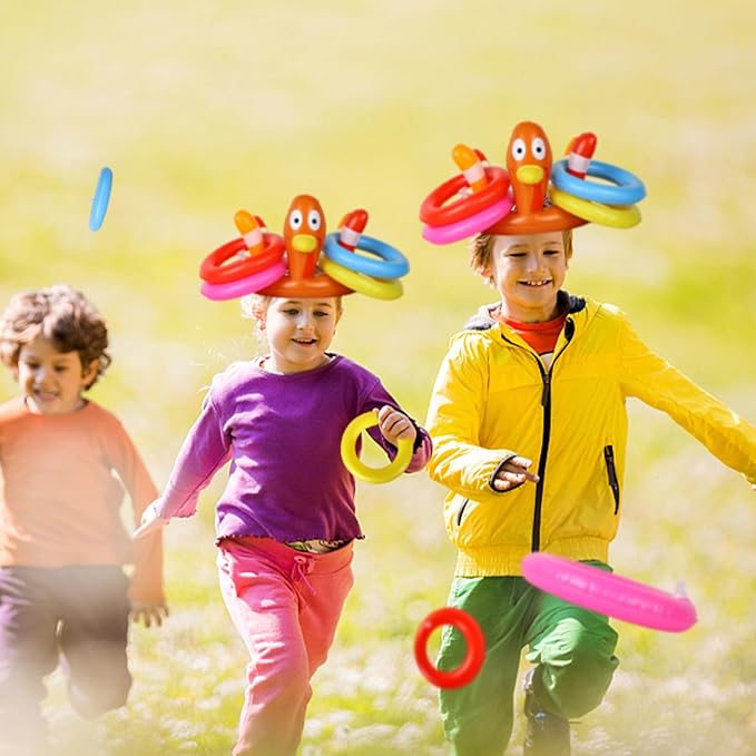 MorTime Thanksgiving 3 Pack Inflatable Turkey Hat Ring Toss Game, Party Game Toss Game Hat for Party Supplies Favors, Party Games for Kids and Adults
