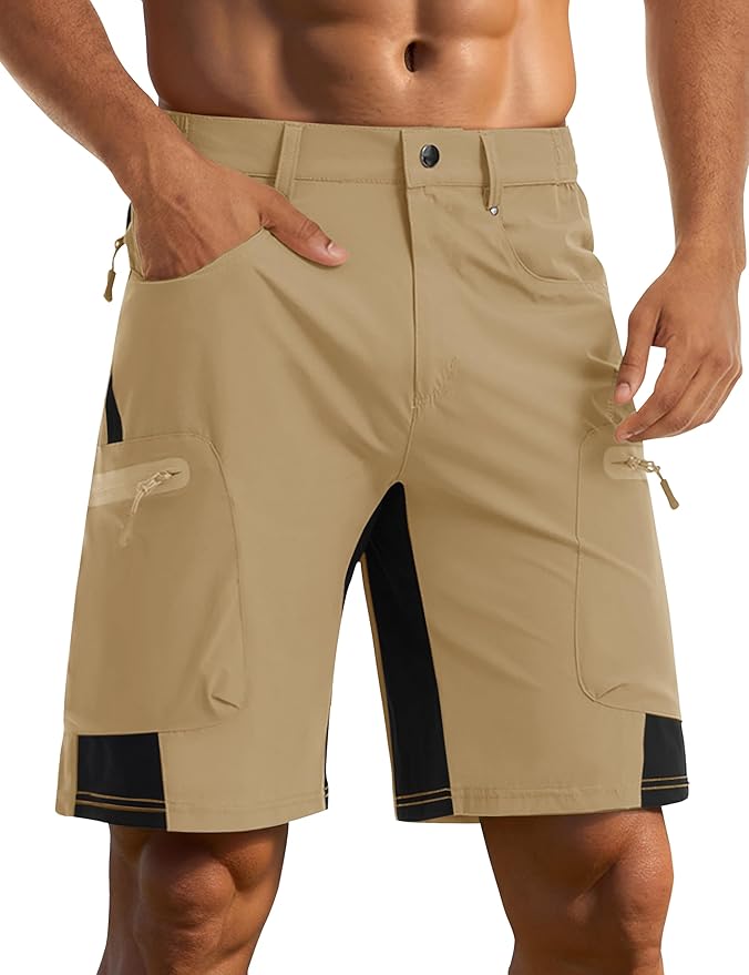 CRYSULLY Men's Hiking Cargo Shorts Outdoor Summer Lightweight Quick Dry Casual Shorts with 5 Pocket