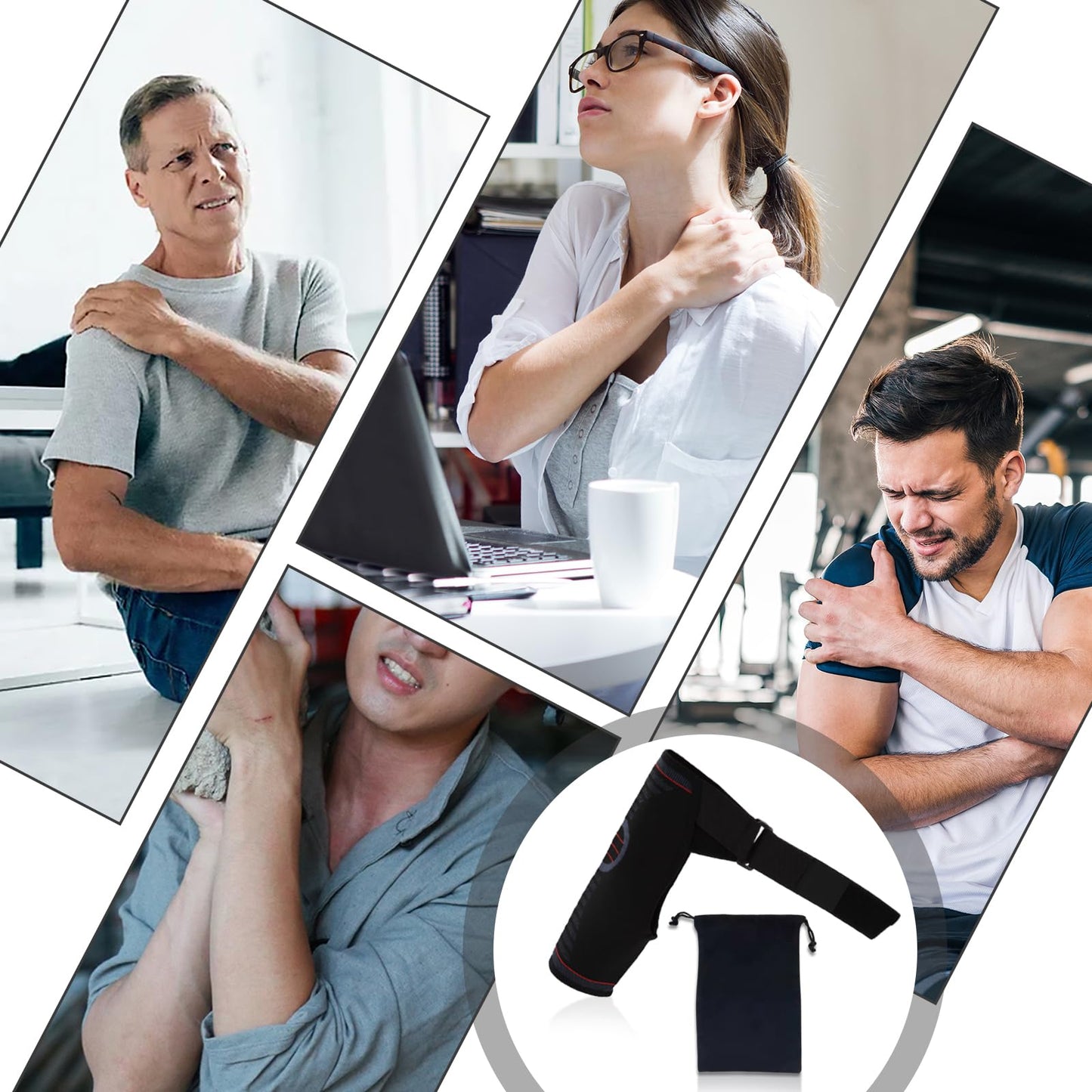 Mzario Shoulder Brace, Rotator Cuff Shoulder Brace for Women and Men, Adjustable Compression Rotator Cuff Support with Storage bag for Spoorts and Pain Relief (Black, S/M)