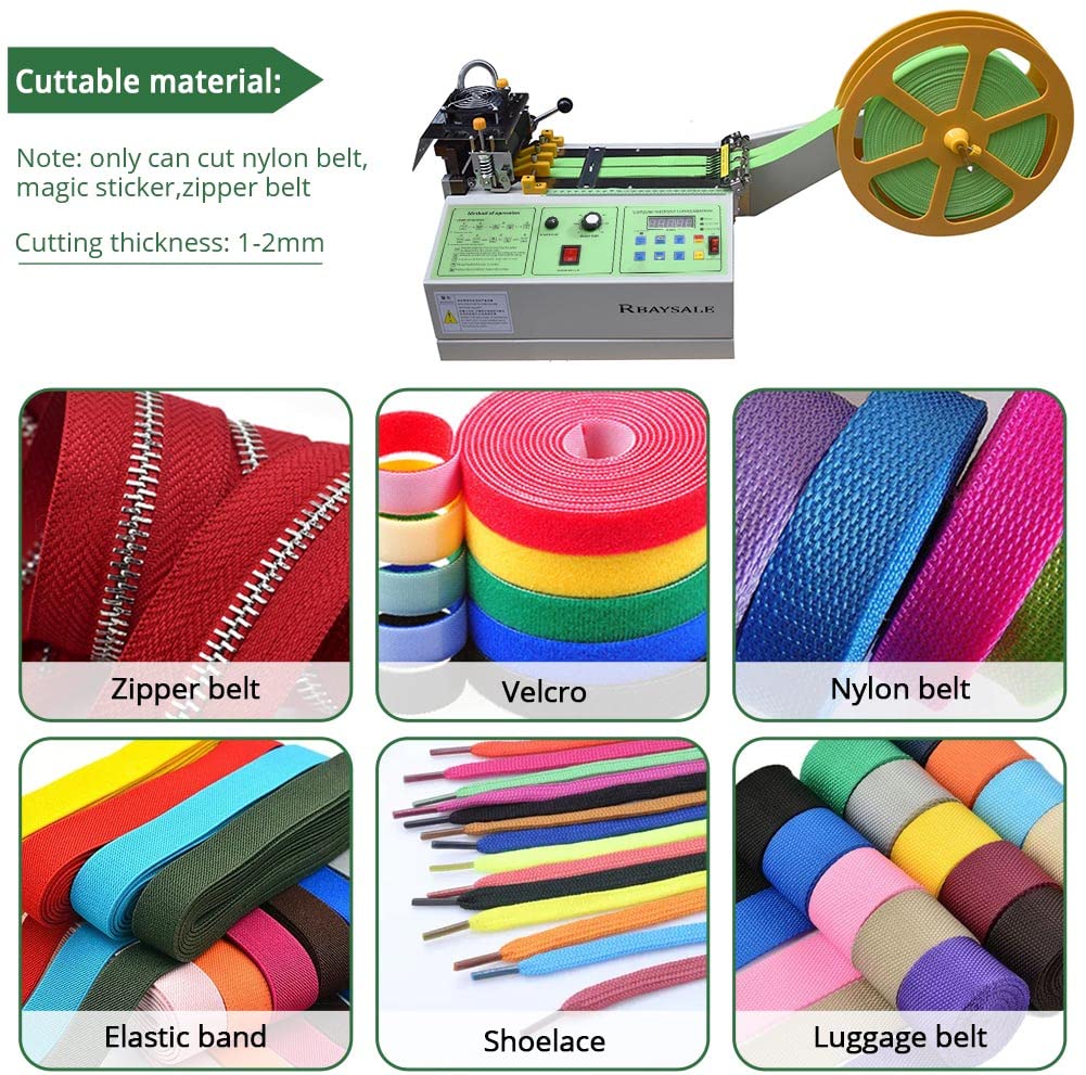 Webbing Cutting Machine, Automatic Hot and Cold Tape Cutter for Elastic Band Self Adhesive Tape Ribbon Zipper