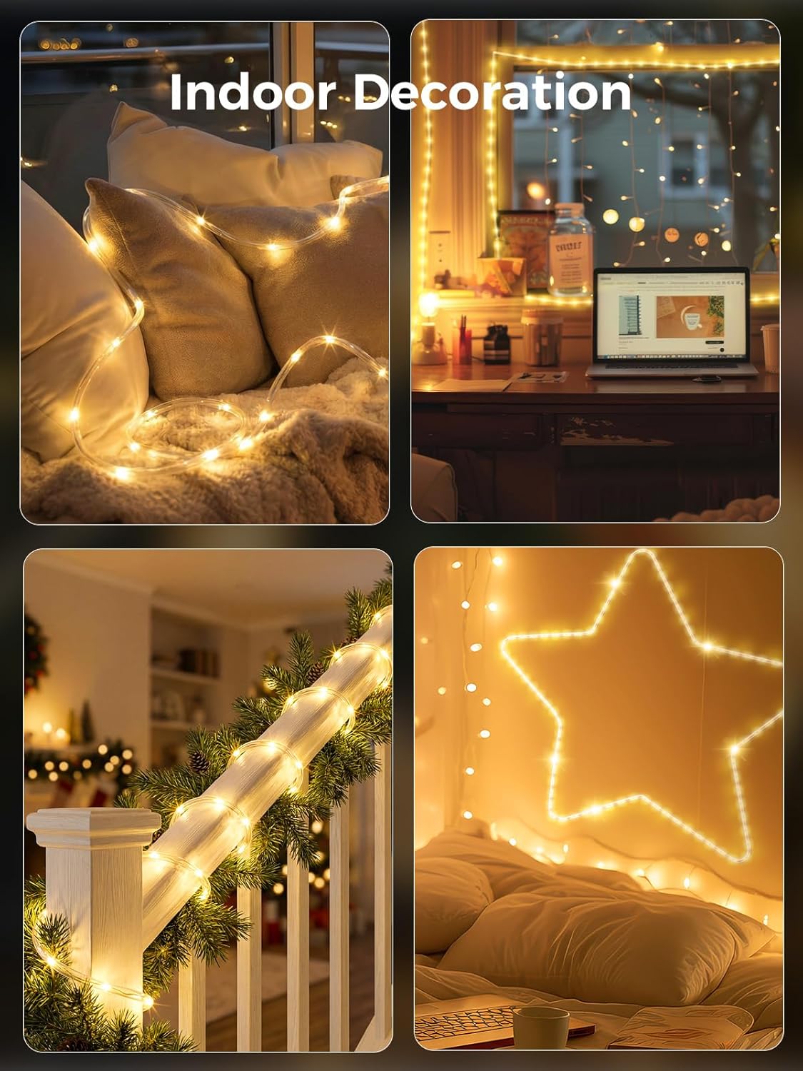 Skiennix Connectable Rope Lights - 66FT 200 LED Waterproof Tube Light | 8 Modes Remote for Indoor/Outdoor Use