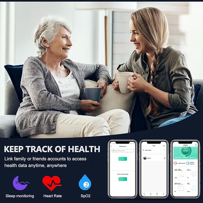 Smart Ring Health Tracker for Women Men-IP68 Waterproof Fitness Ring with Sleep Tracker/Heart Rate/Blood Pressure/Blood Oxygen/Step Counting/Calories for iOS and Android,No Subscription Fee
