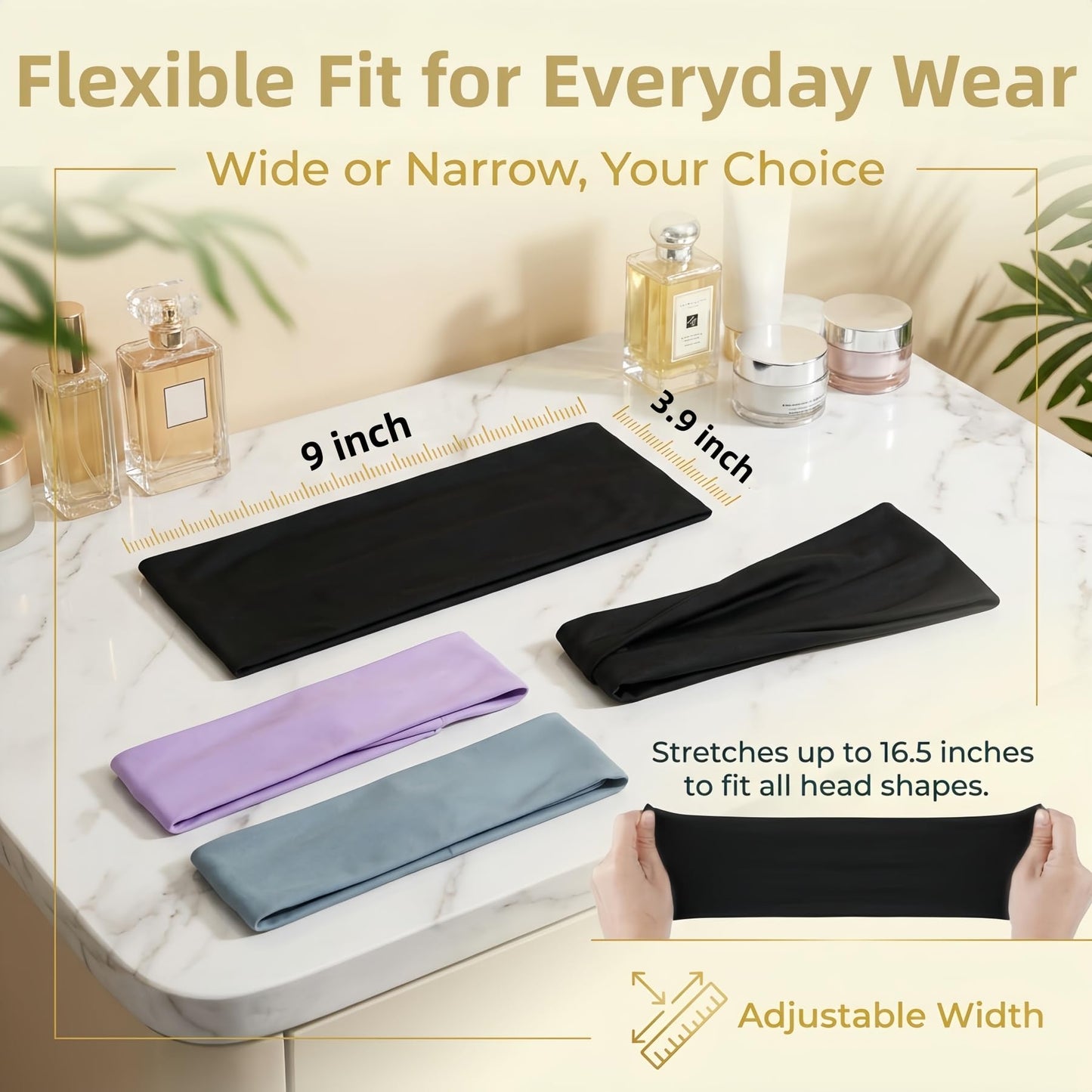 SHUCHNOYE Headbands for Women 3PCS – Soft Elastic Non Slip Wide Hair Bands, Breathable Sweat-Wicking, Stylish for Workout, Makeup, Yoga, Running & Daily Wear (Colorful Three-Pack)