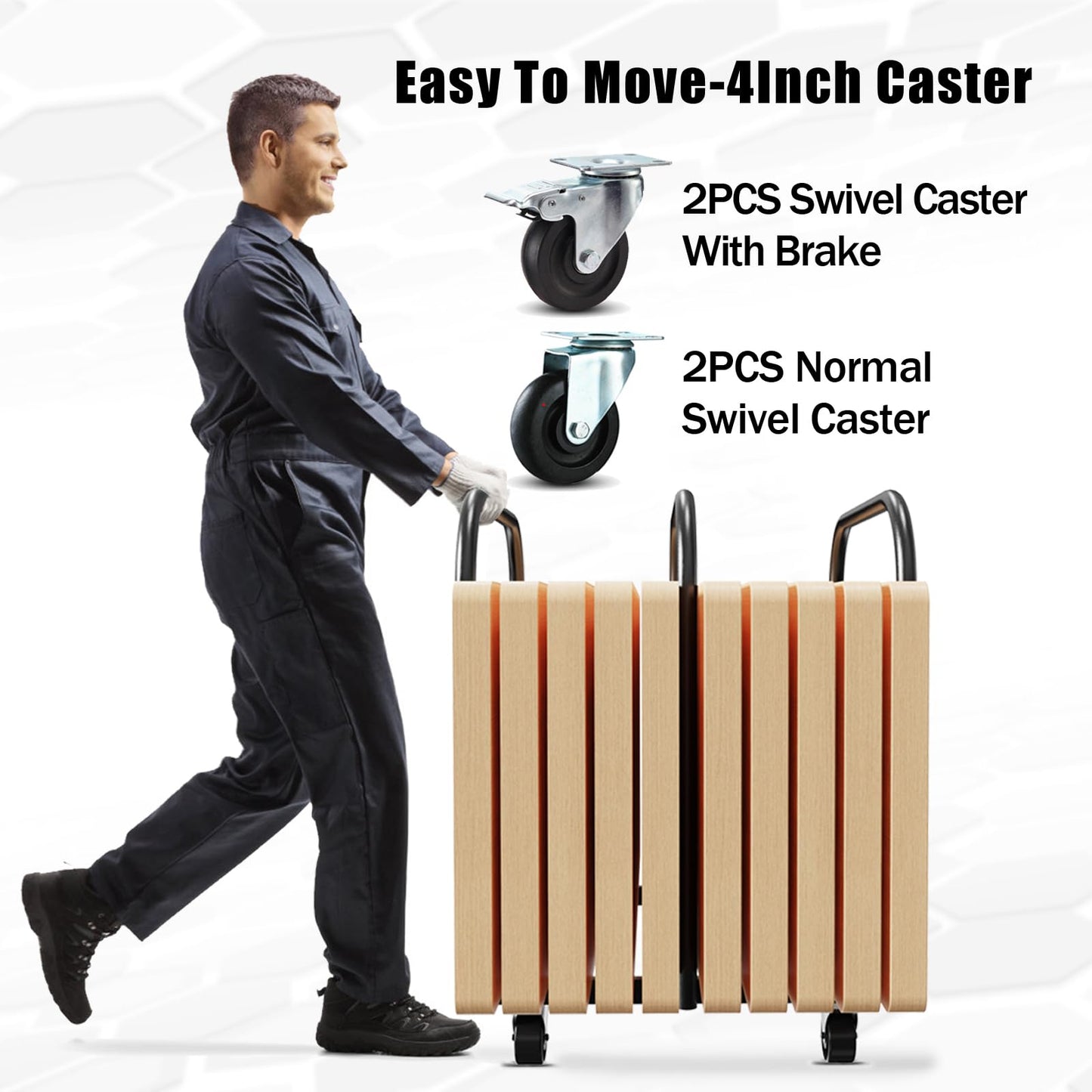 3 Pole Soft Platform Folding Table Cart-Soft Flatbed Panel Cart with 4Inch Swivel Caster 8PCS Folding Table Storage Capacity Soft Platform Truck with 2PCS Straps to Store&Move Lumber,Plywood,Box
