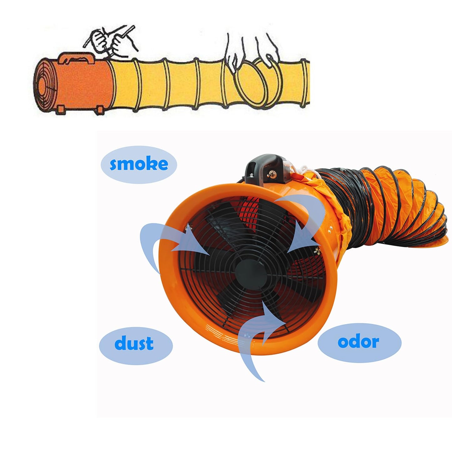 Maisutseb 10-Inch Cylinder Axial Exhaust Fan 110V Paint Booth Portable Ventilation Fan 2000CFM Spray Booth Paint Fumes Blower industrial Exhaust Fan With 16.4ft Duct Hose