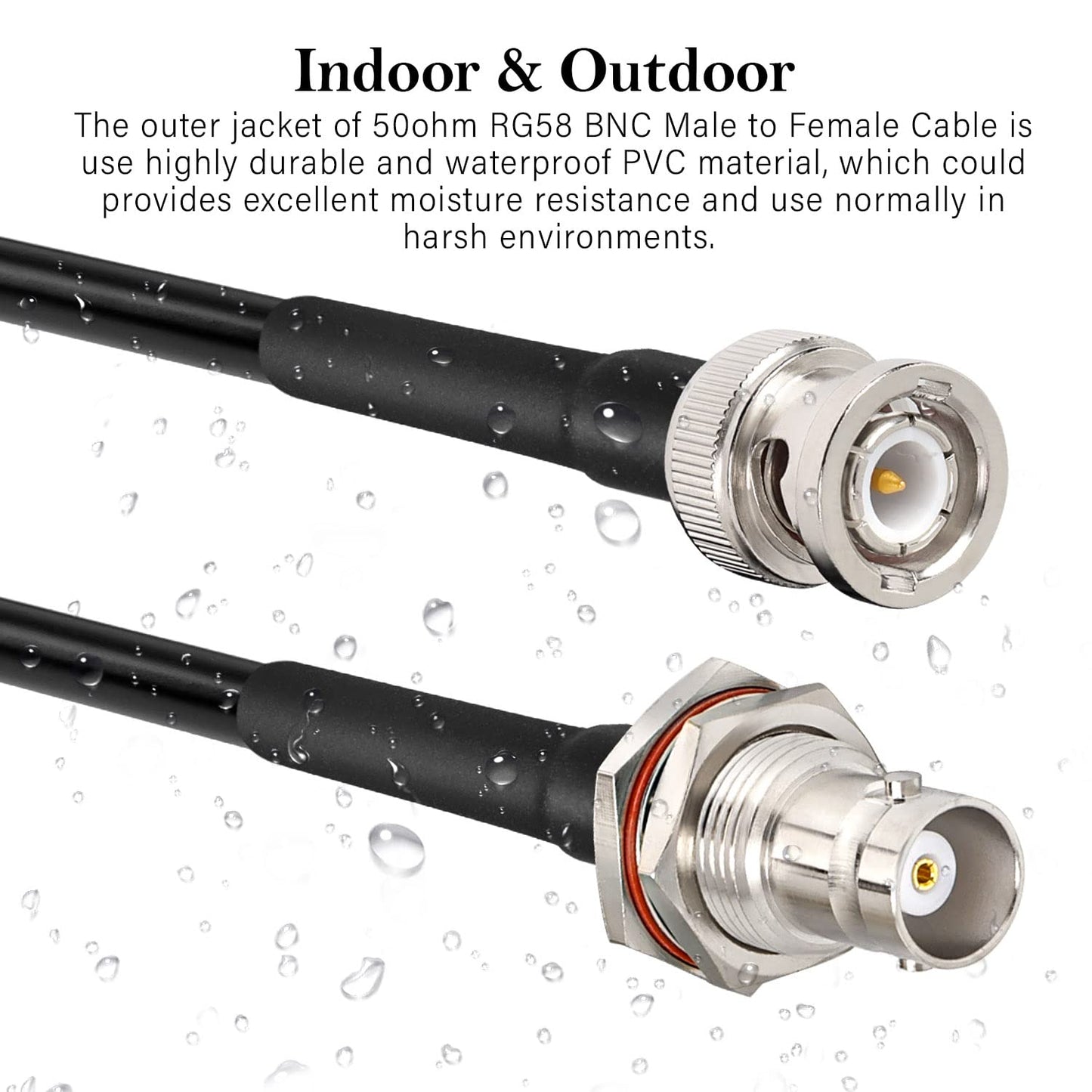 20FT RG58 50 MOOKEERF BNC Cable - ohm Male to Female Coax Bulkhead Low Loss Antenna Extension for CB Radio, VHF Ham
