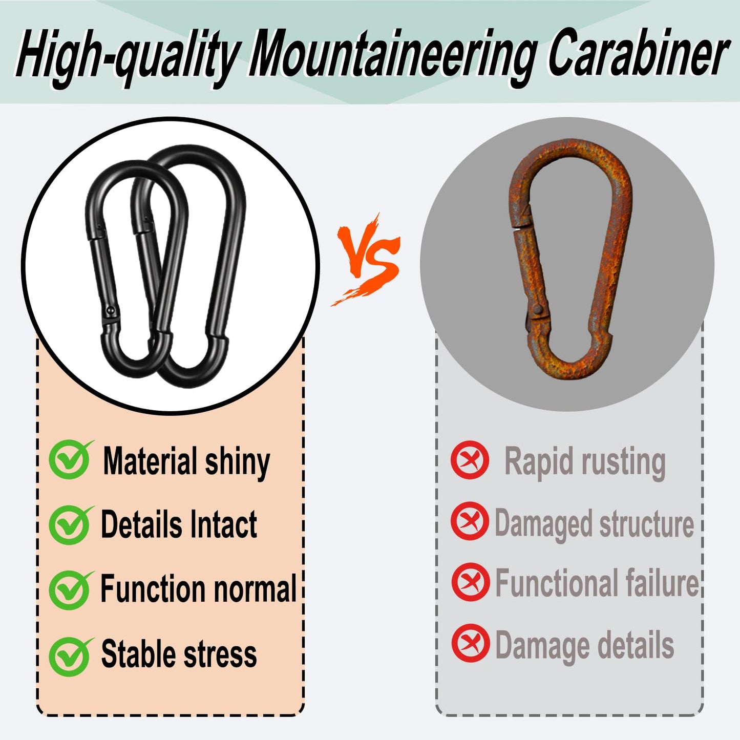 120PCS M4 Black Heavy Duty Carabiner Clips, 1.57IN Galvanized Steel Spring Snap Hook Carabiner, 110LBS Holding Capacity Spring Clips for Hammock Swing Outdoor Travel