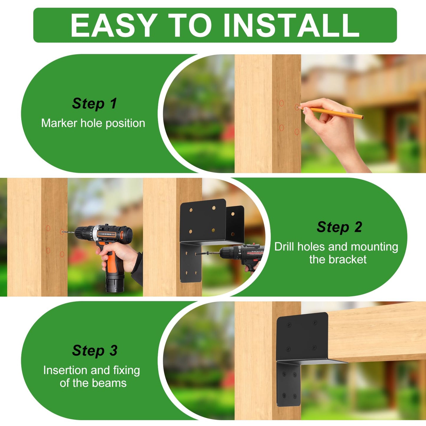 4 Pcs Post Caps Tie Bracket,4x4 Black Joist Anchor Connector for 4x4,4x6 Post,14 Gauge Joist Hanger Brackets,Roof Tie Header Hanger for Supporting Beams Rafters