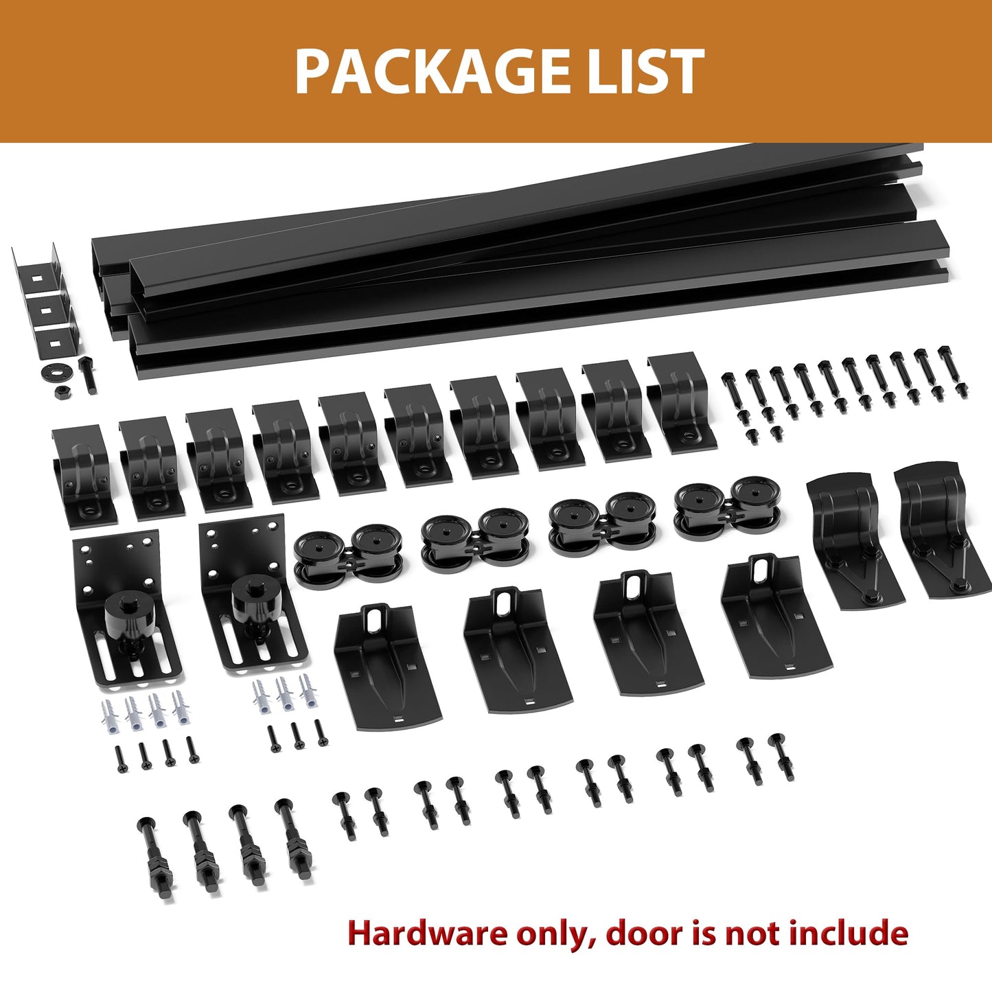 SmartStandard 20FT Exterior Sliding Barn Door Hardware Kit, Box Rail Barn Door Track Kit for Outdoor Use, 450lb Capacity Heavy Duty Wall Mount Kit, Fix Double 60" Door