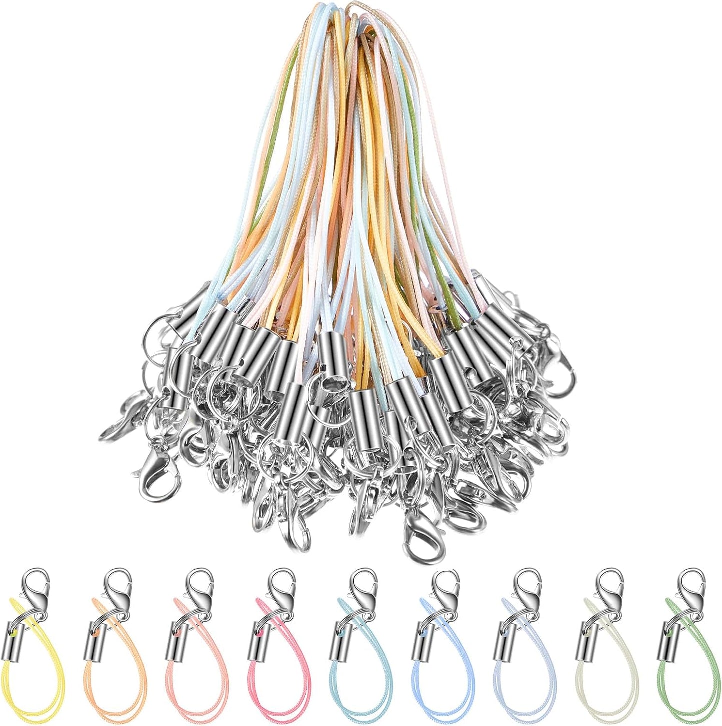 200 Frienda Pcs Phone Charms Strap Kit, Cell Phone Split Ring Strap, Keychains String, Lariat Lanyard Loop Charms