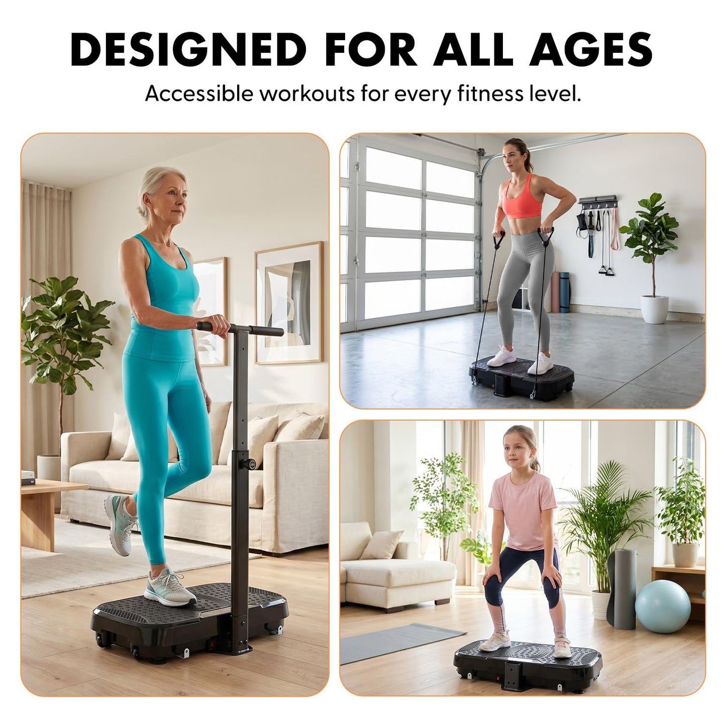 Hurtle Vibration Plate Exercise Machine with Handlebar, Vibration Plate with Handles for Low-Impact Home Fitness, 1-99 Speed Levels, 10 Preset Programs, Remote Control, Quiet Workout Platform, Black
