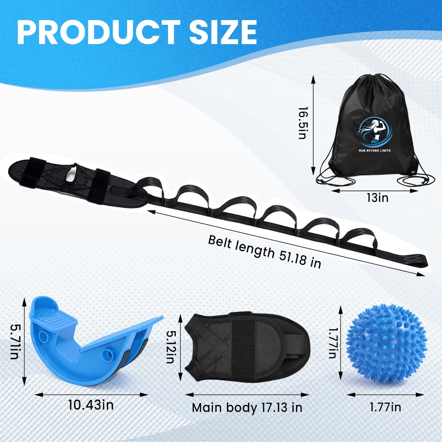 JIURUN Calf Stretcher and Foot Rocker for Plantar Fasciitis - Leg Stretching Strap, Hamstring and Calf Stretcher, Suitable for Stretching Legs and Thighs (Blue)