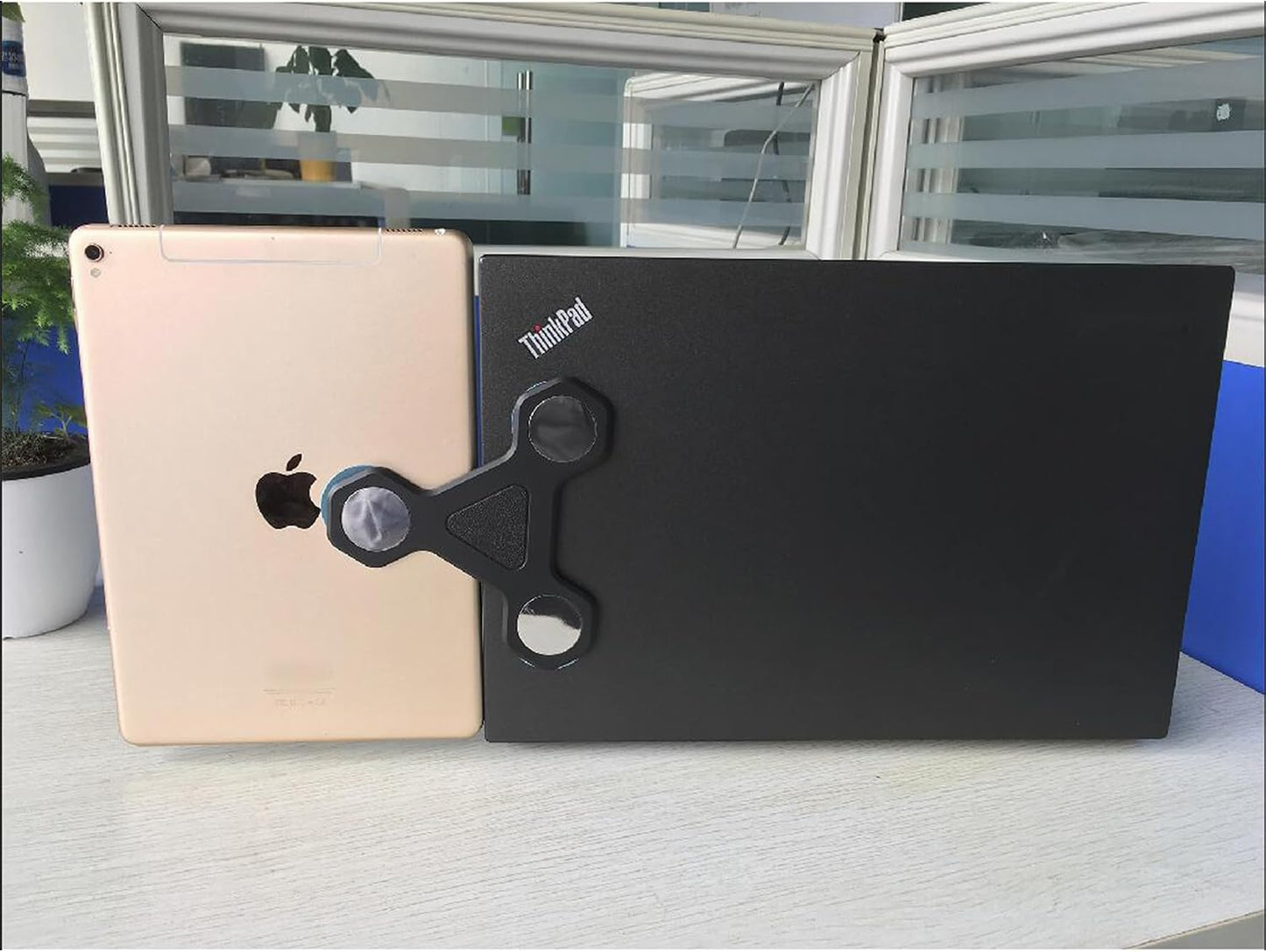 xcivi Magnetic Laptop Side Mount Bracket - Dual Screen Holder for Tablets & Smartphones (Black)