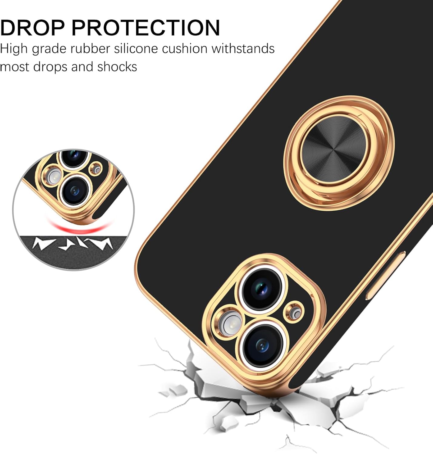 BENTOBEN 15 15, 360 Compatible with iPhone Case, Phone Case iPhone Slim Fit Ring Holder Shockproof Kickstand Magnetic