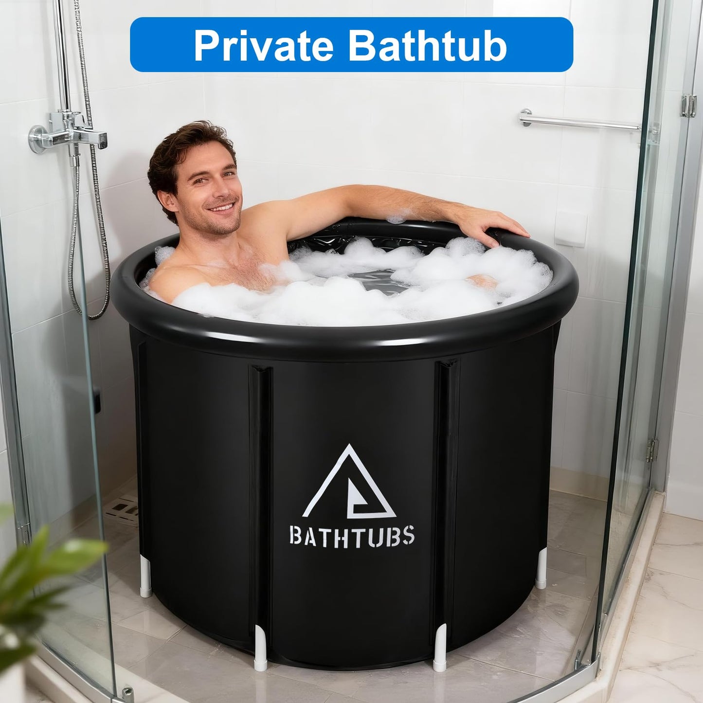 STARBRILLIANT Ice Bath Tub for Athletes, 85 Gal Portable Cold Plunge Tub with Pump for Cold Water Therapy and Recovery, Indoor & Outdoor and Gym, Black